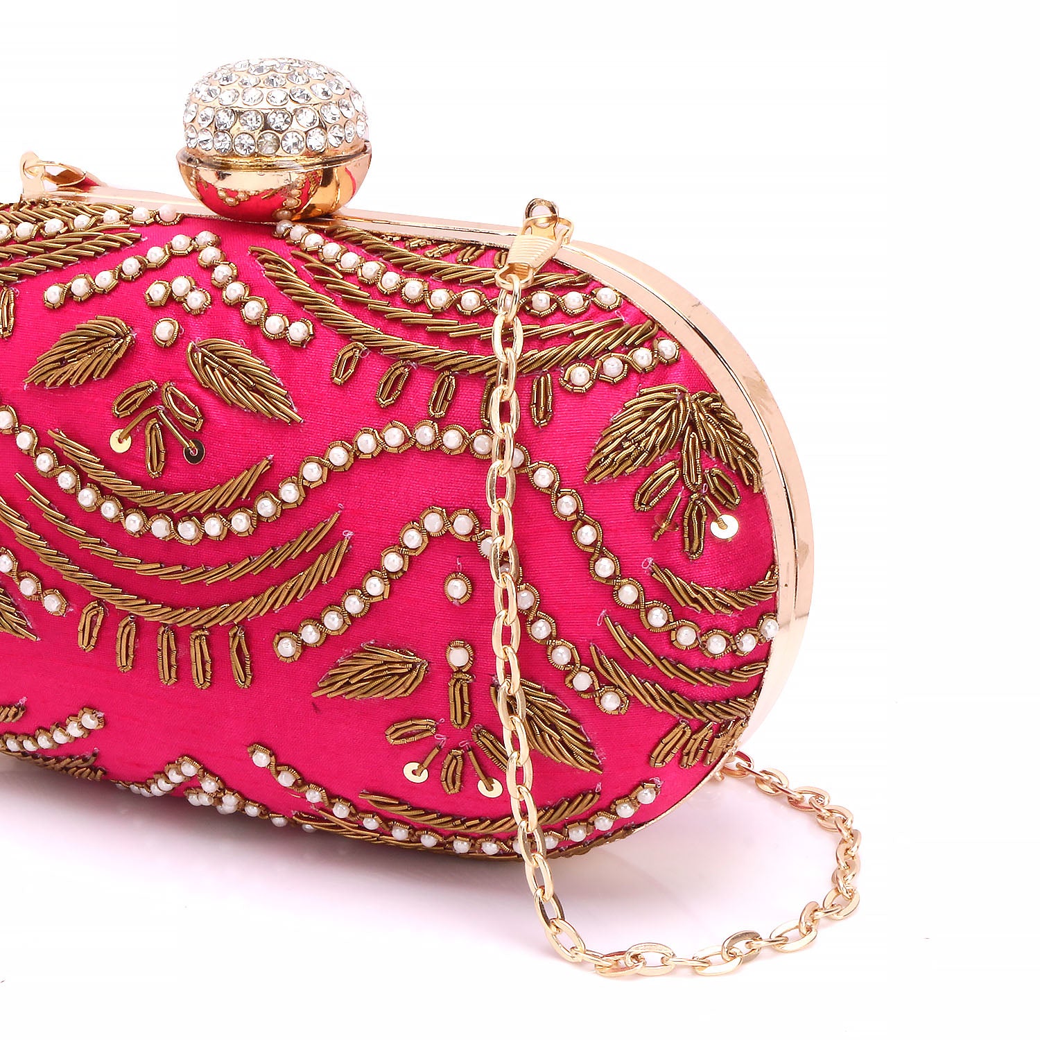 Embroidered Box Clutch For Casual Use