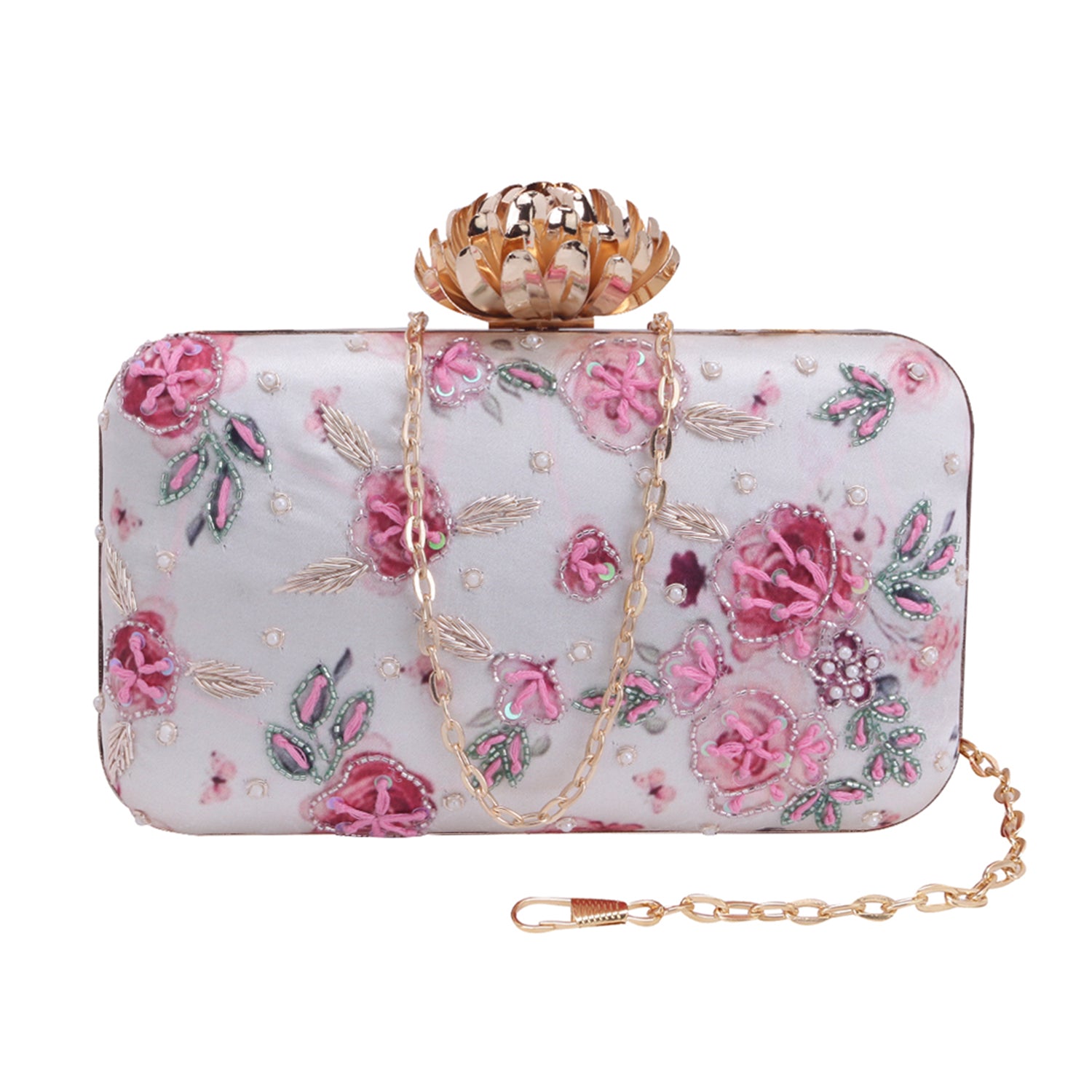 stylish printed embroidery clutch bag
