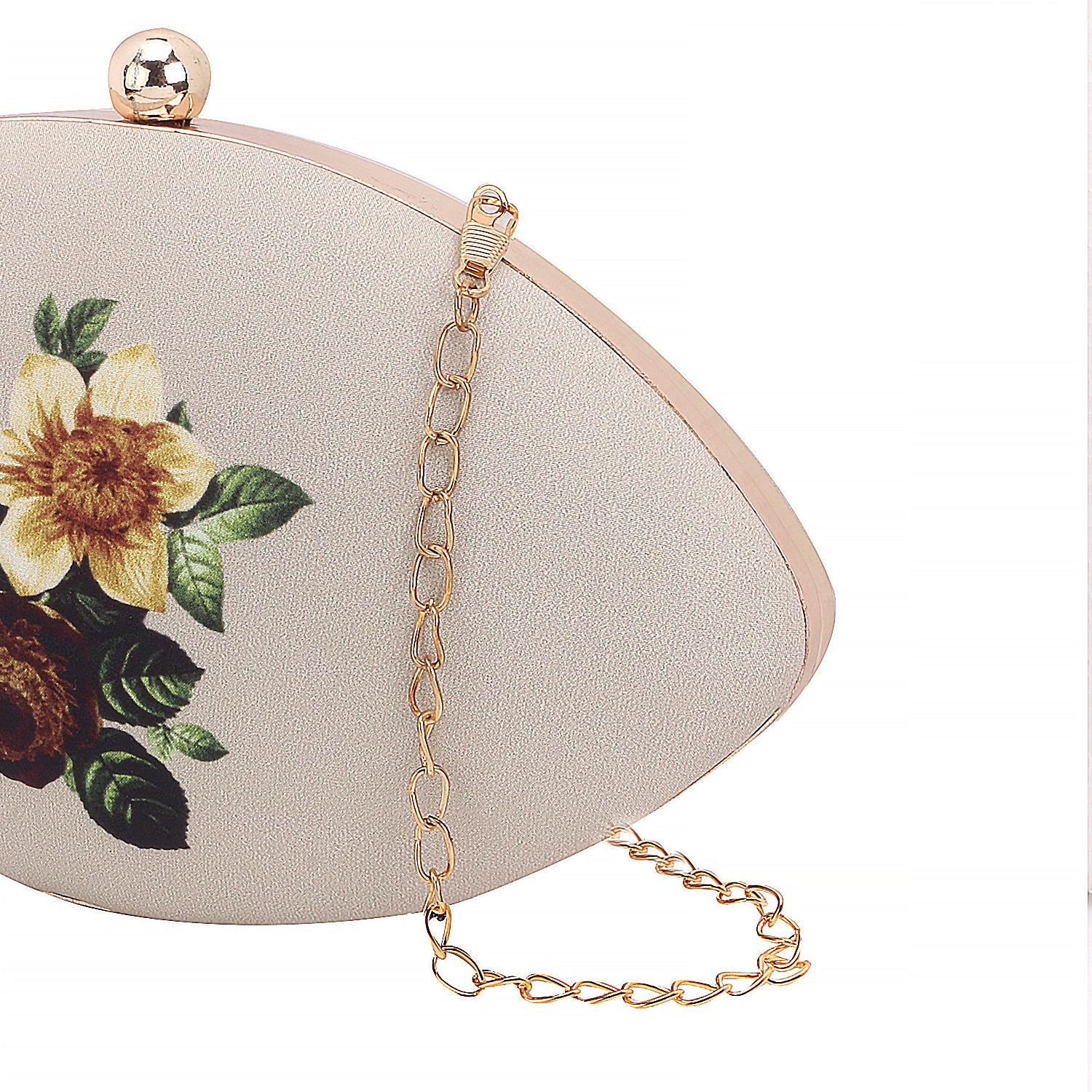 Printed Floral Touch Boat Shape Clutch