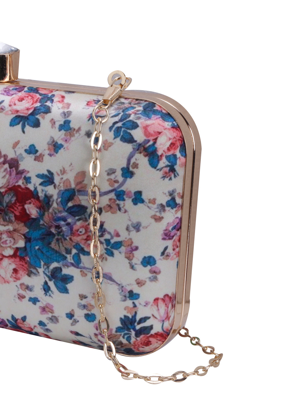 Swisni floral red-blue blended printed clutch