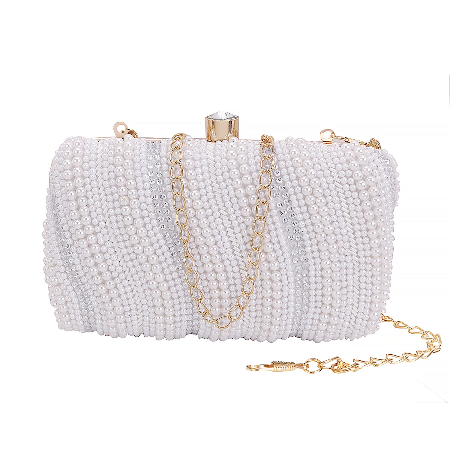 White Pearl Rectangle Clutch