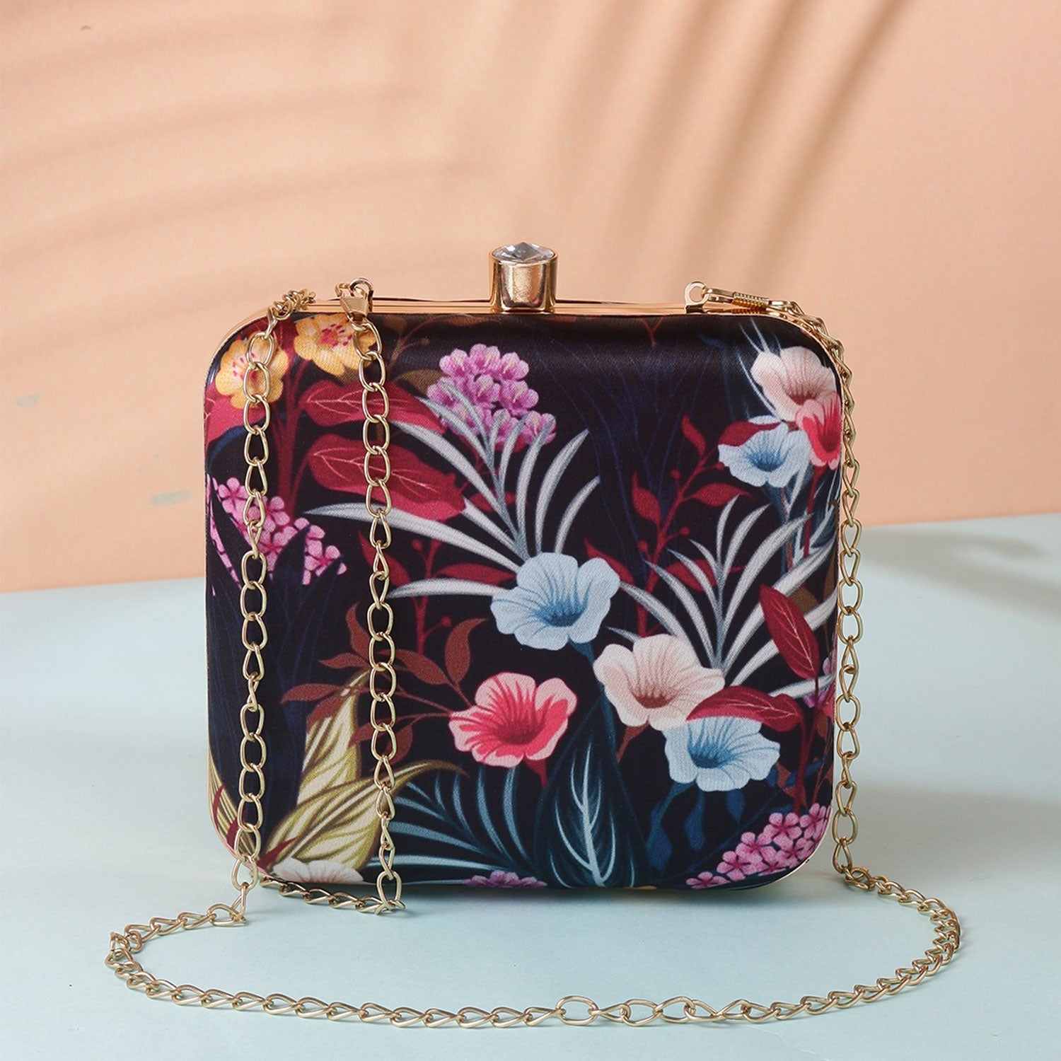 Flowery printed Box Clutch Bag For Women & Girls