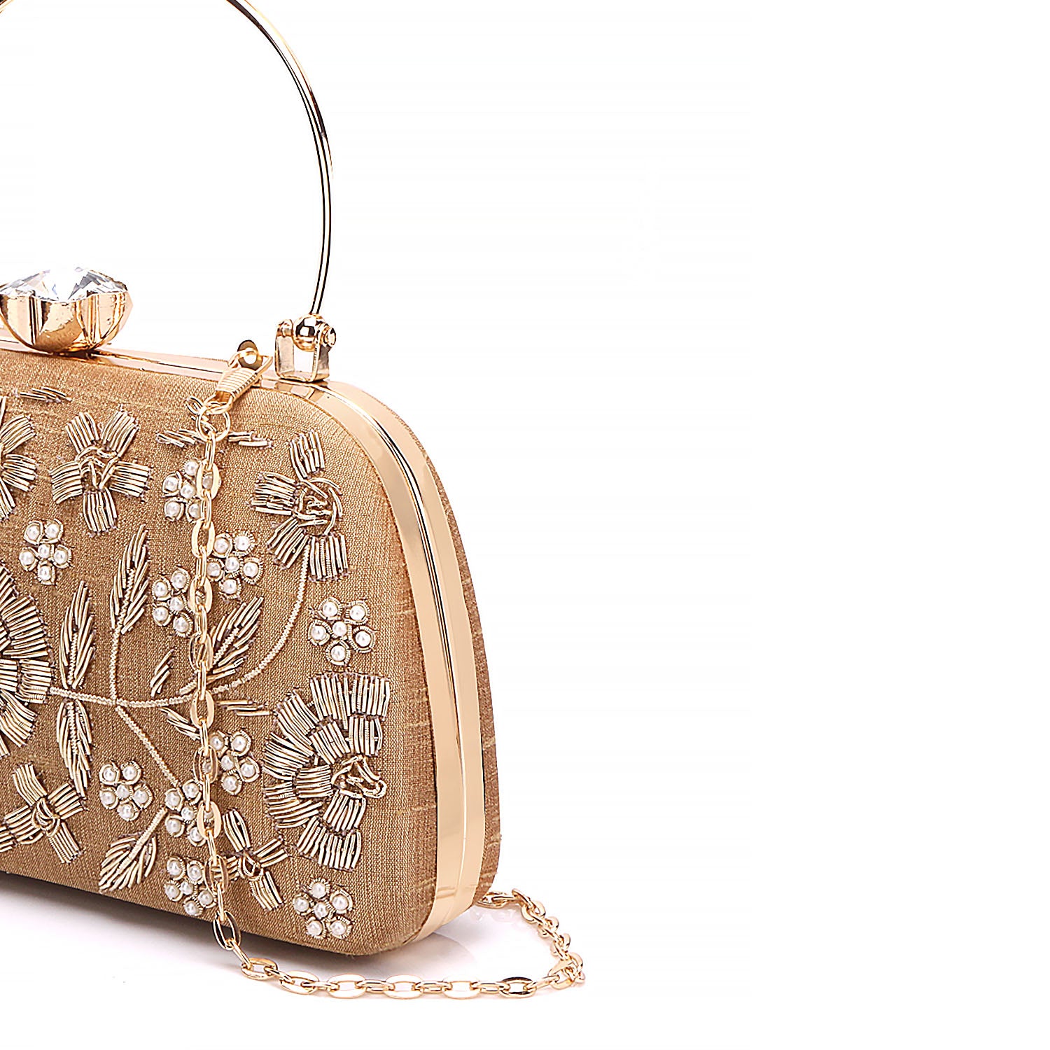 Embroidered Box Clutch For Casual Use