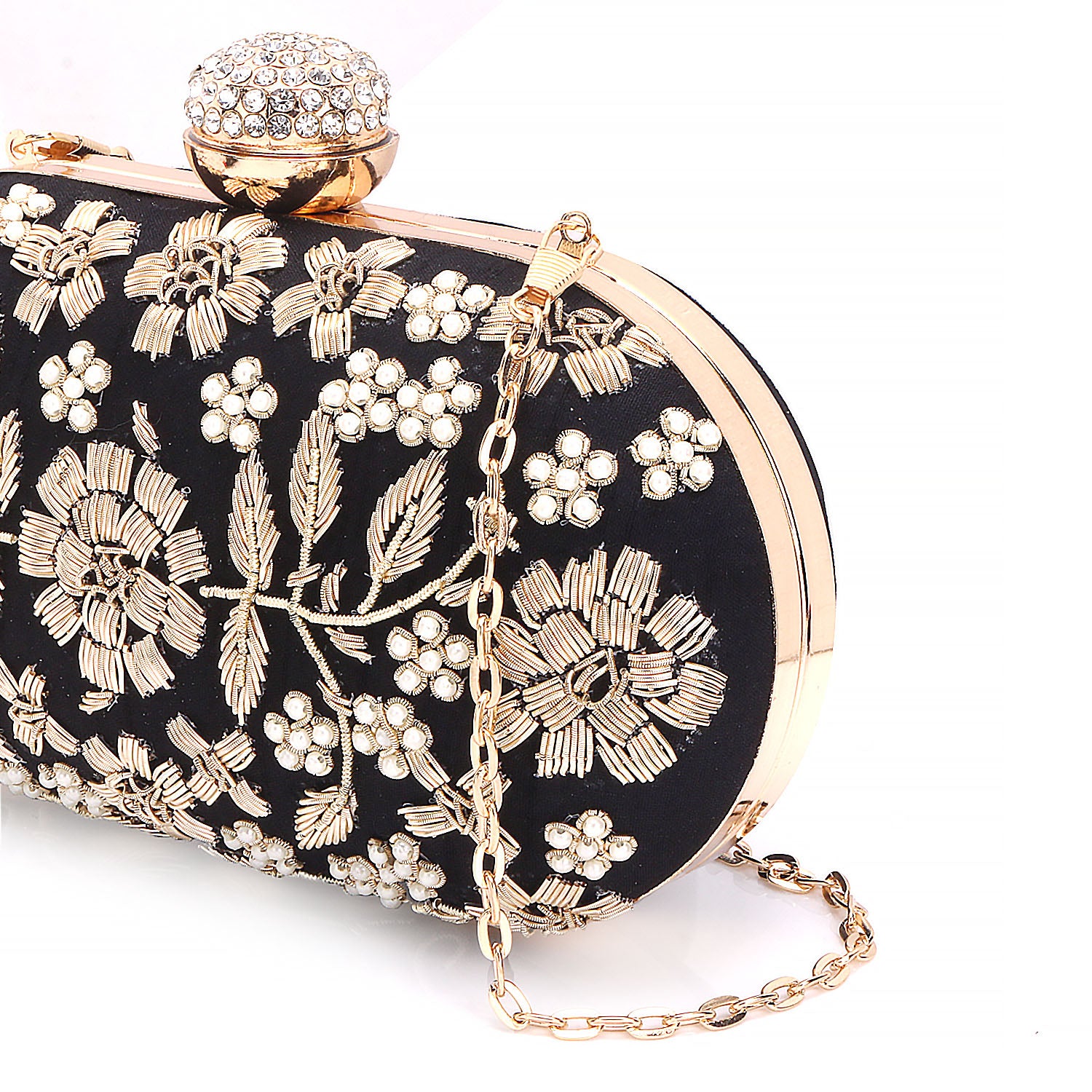 Embroidered Box Clutch For Casual Use