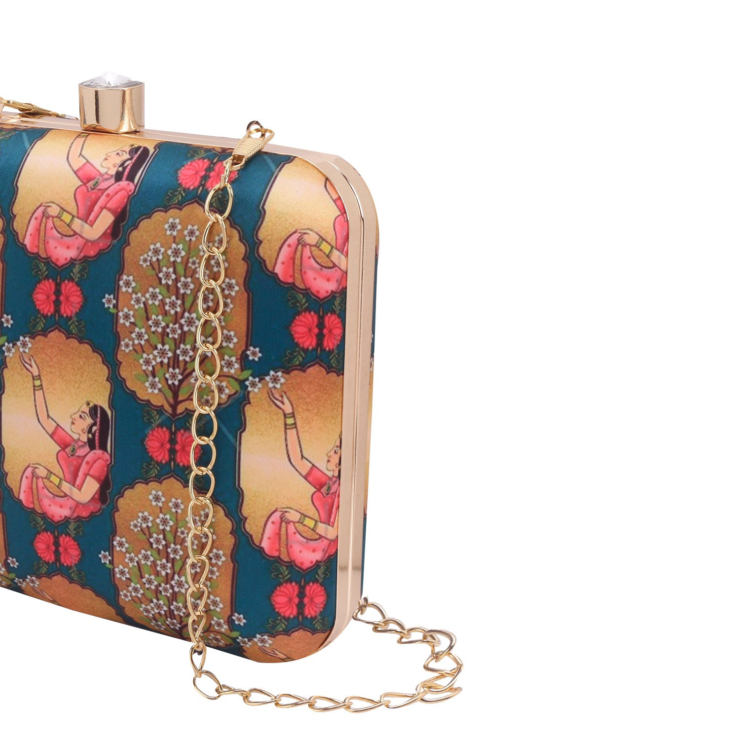 ethnic digital printed box clutch