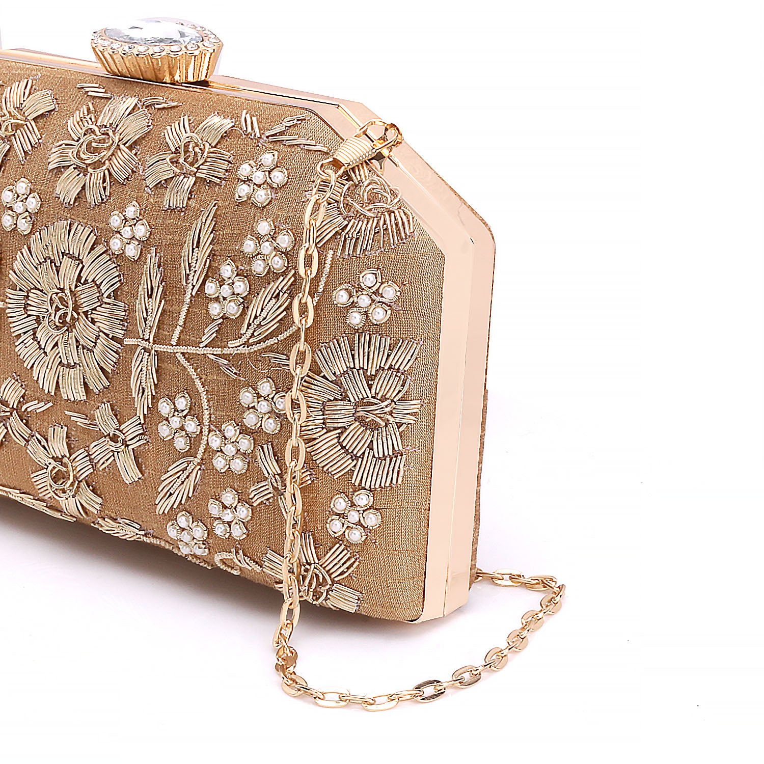 Embroidered Box Clutch For Casual Use