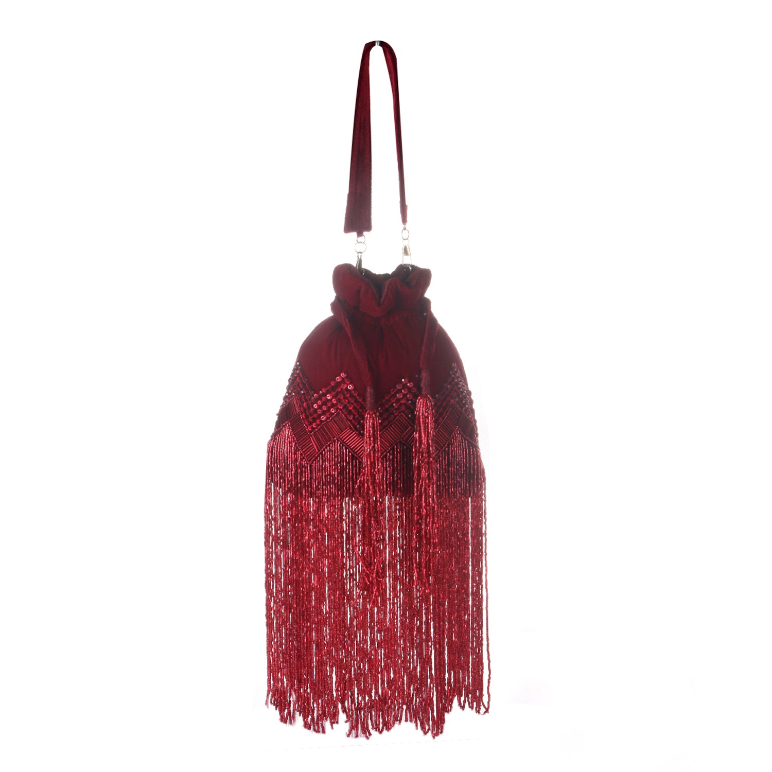 long tassel marron potli