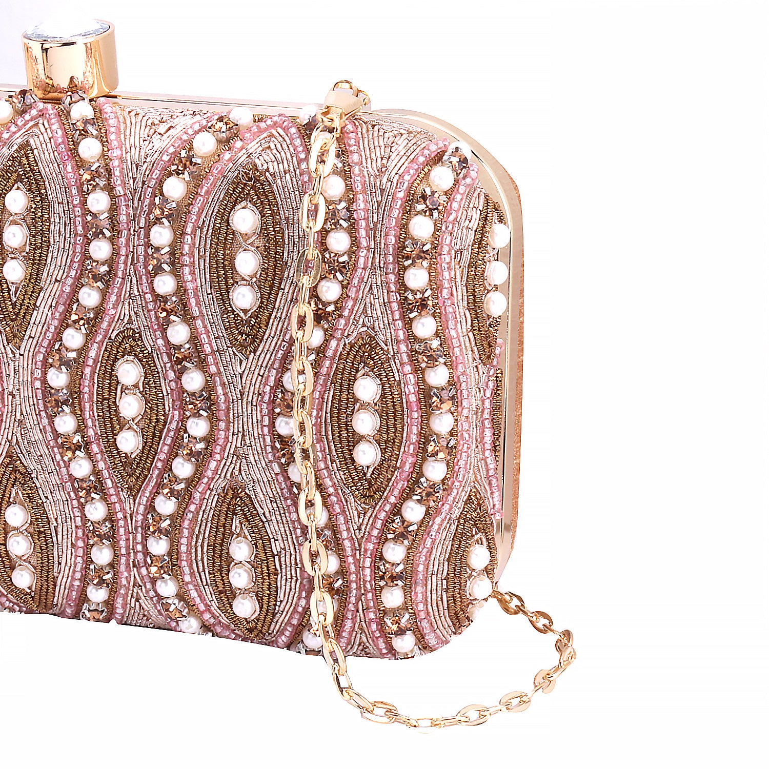 rose gold embroidered clutch