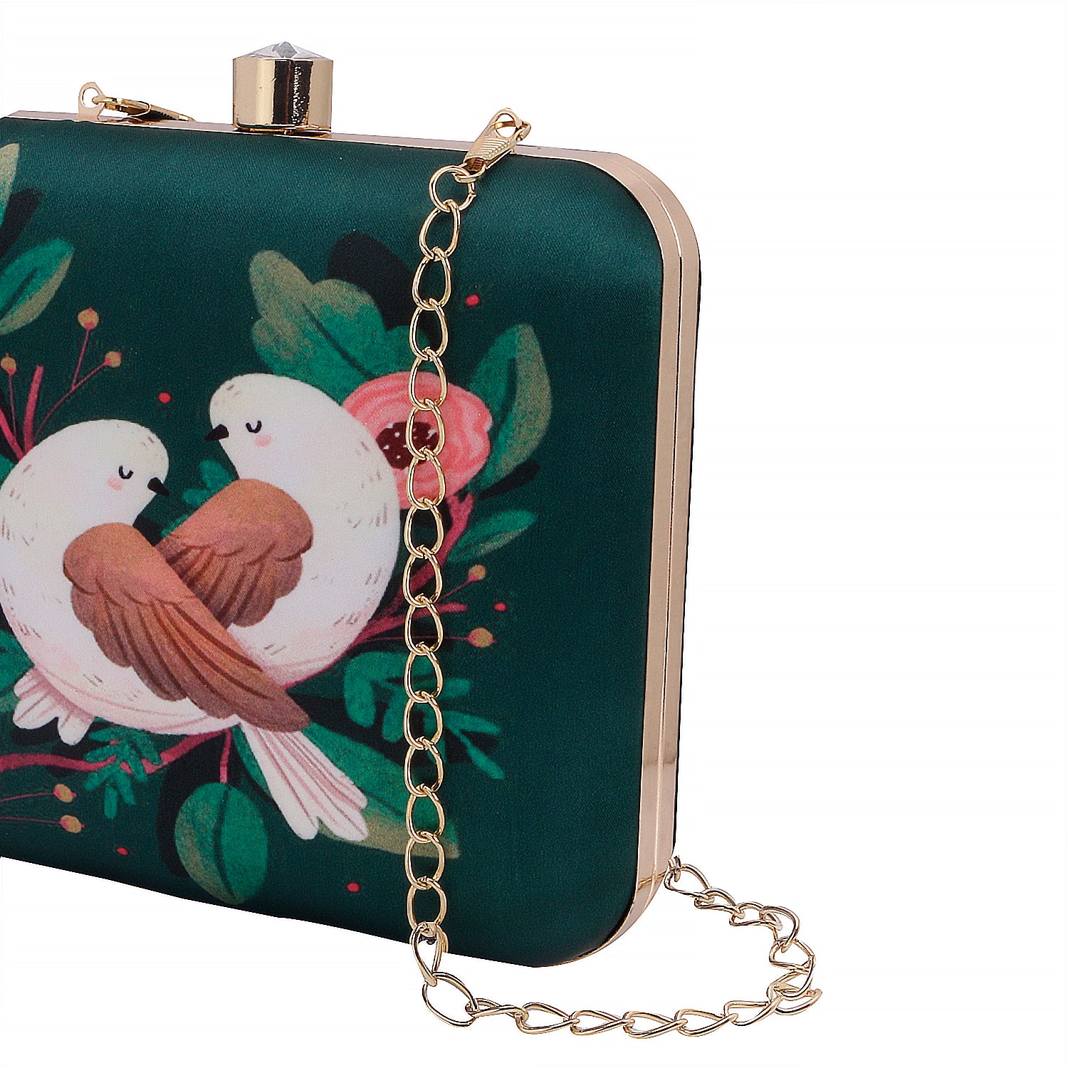 cute couple birds print design box clutch