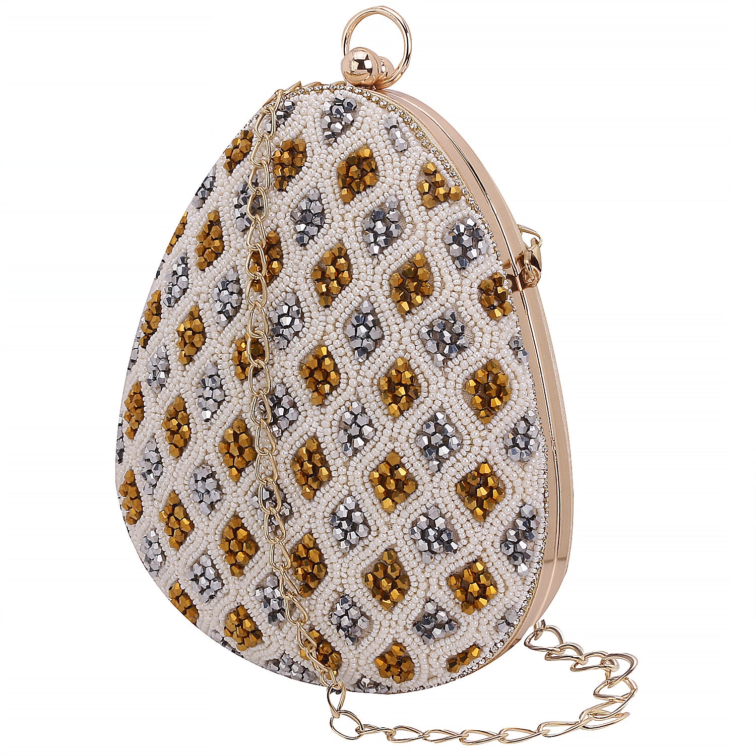 Latest Almond Shape Embroidered Clutch