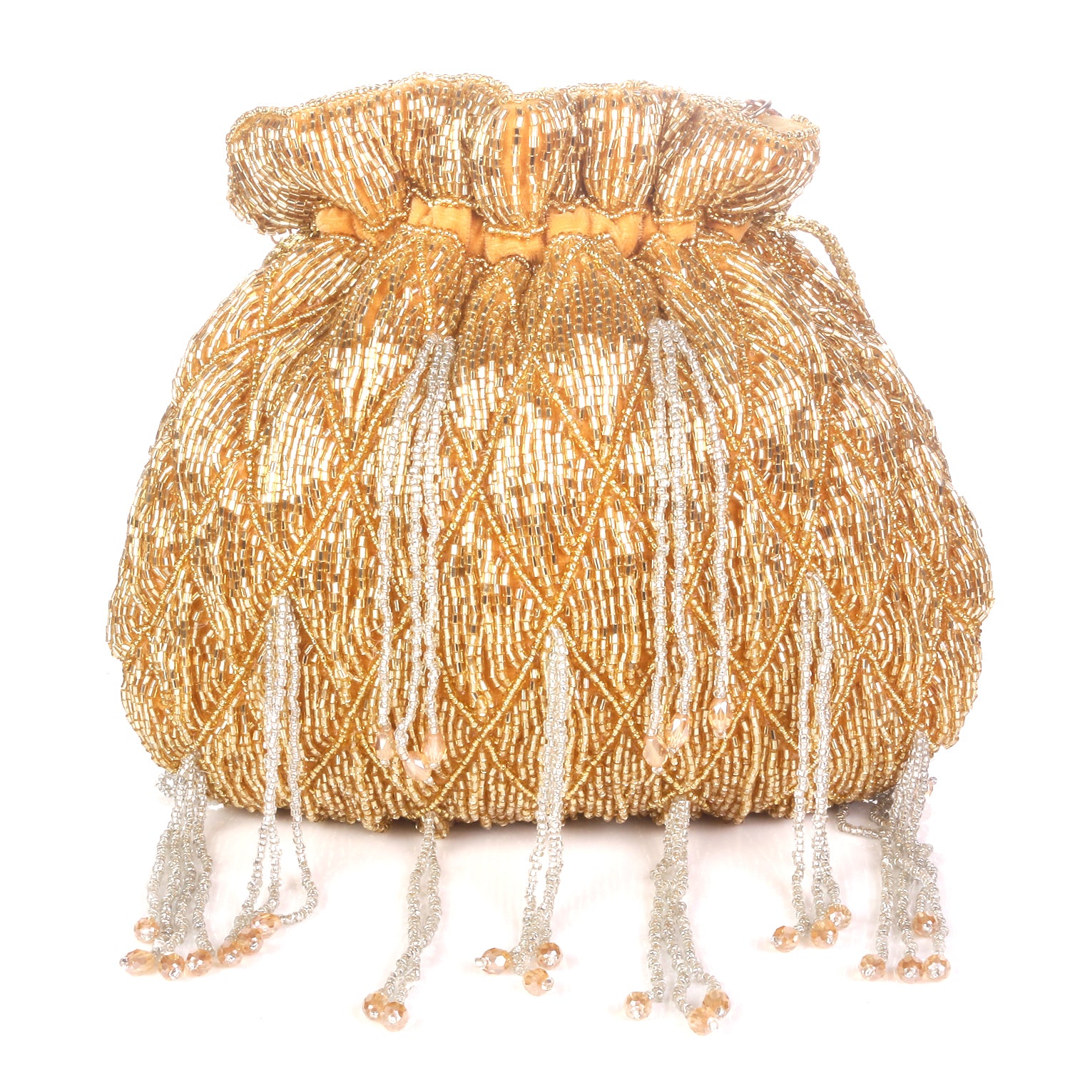 Golden And Silver Touch Embroidered Heavy Potli For Brides