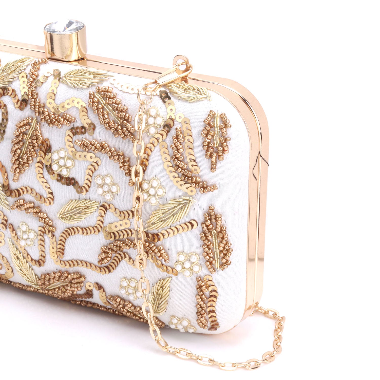 Embroidered Box Clutch For Casual Use