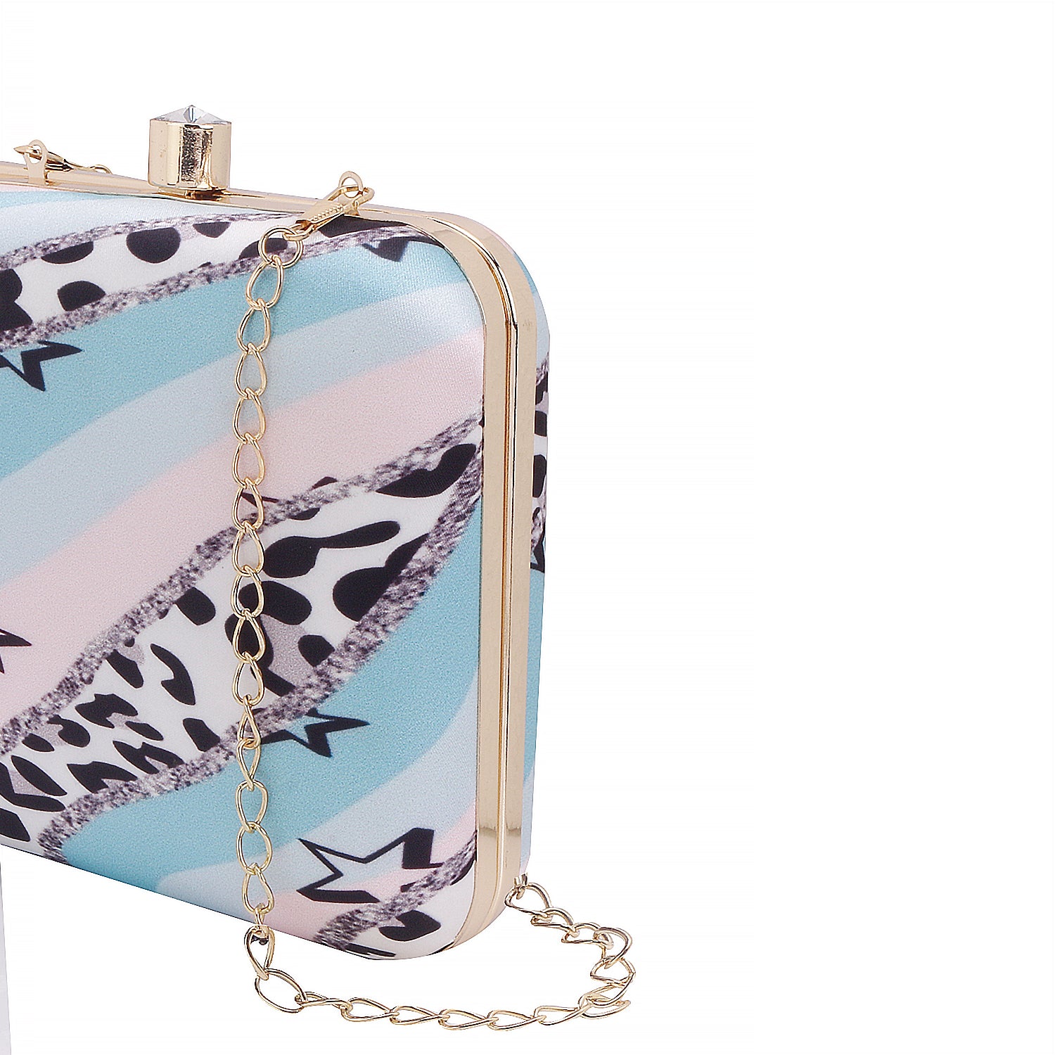 Abstract print box clutch for bag