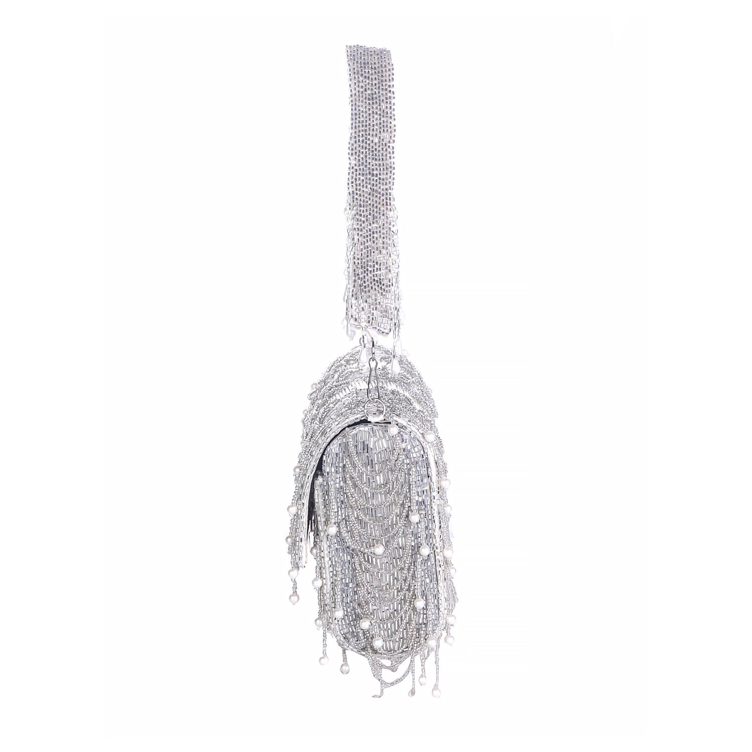 trendy silver flap clutch