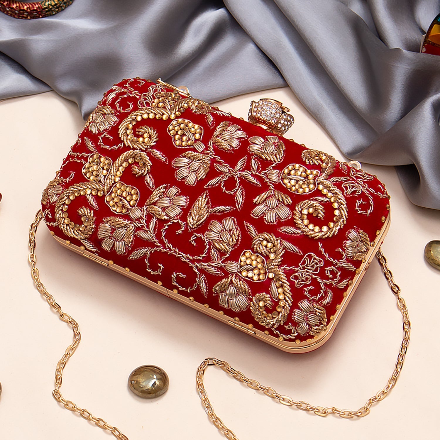 red bride clutch