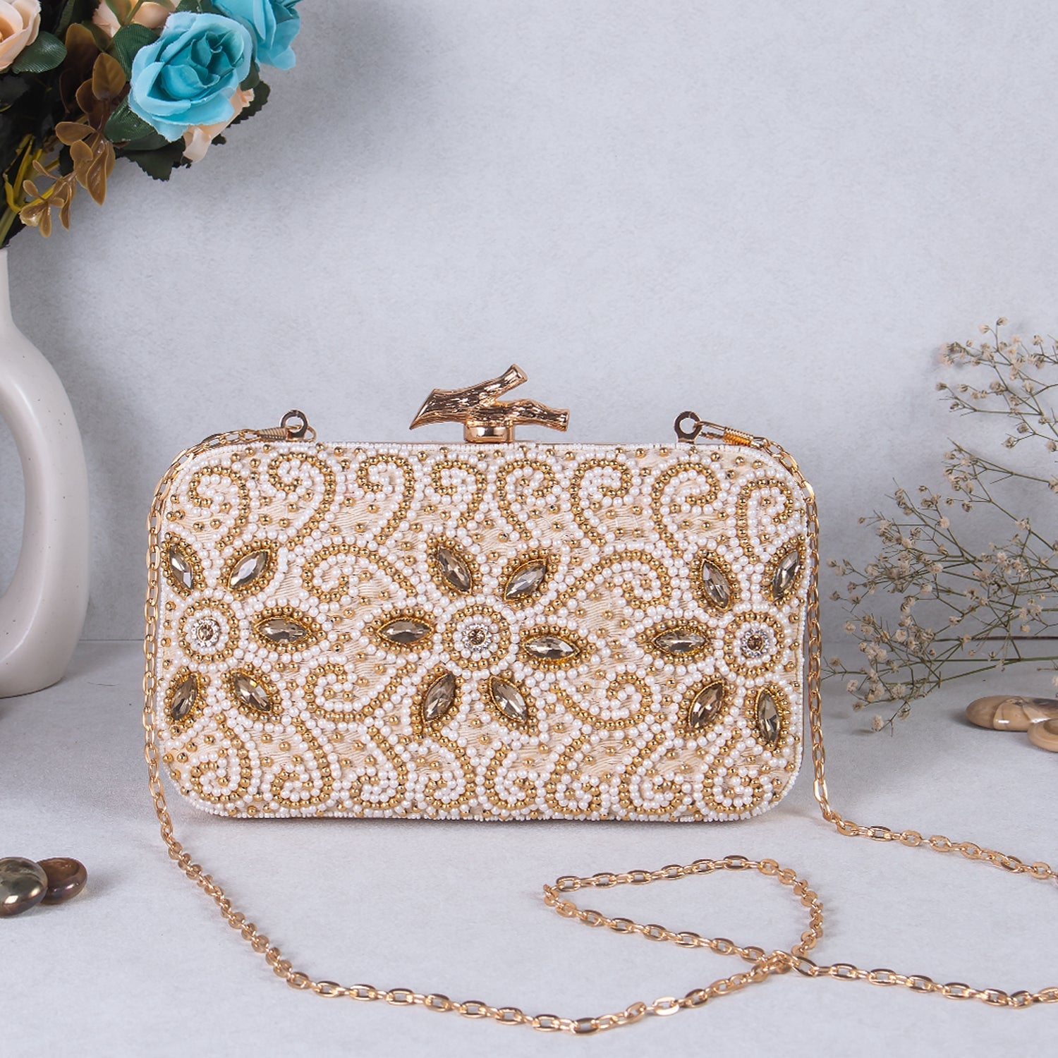 embroidered clutch
