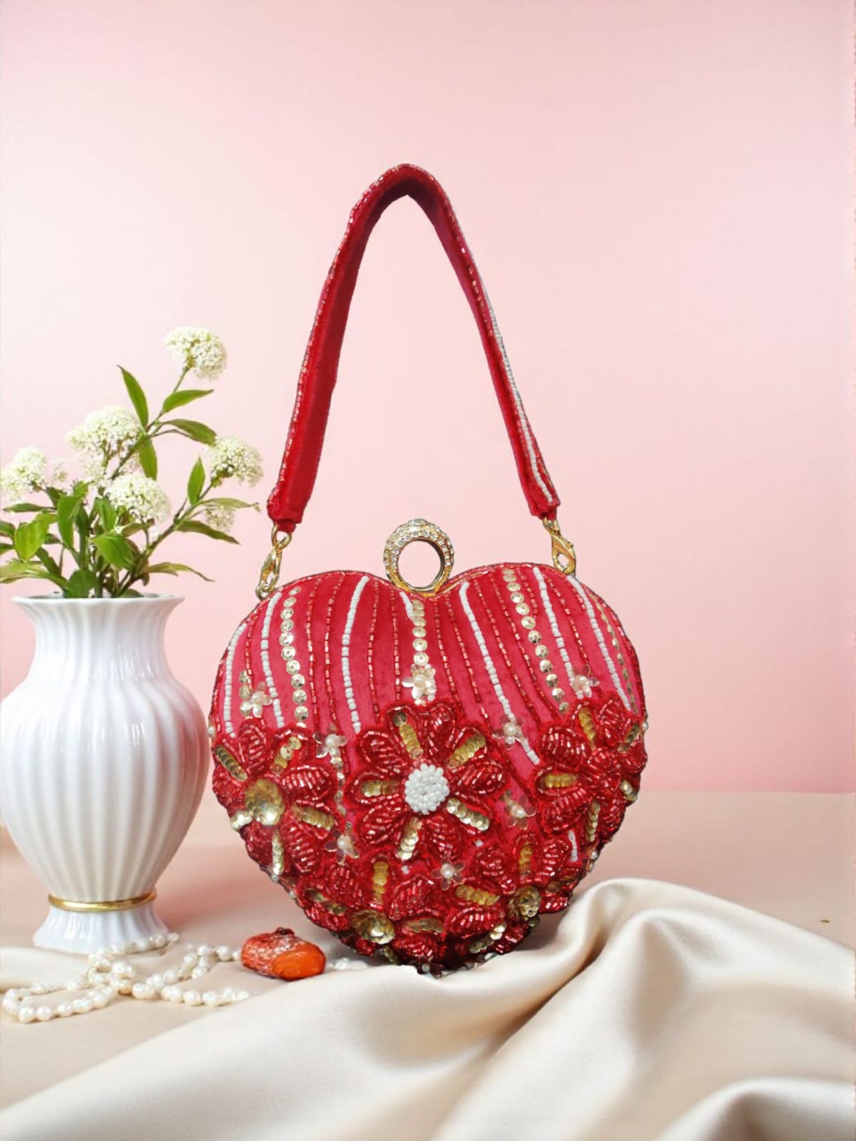 VRPS Heart Shape Clutch | Handcrafted Ethnic Bag | SWIS-3571 | Additional Angle