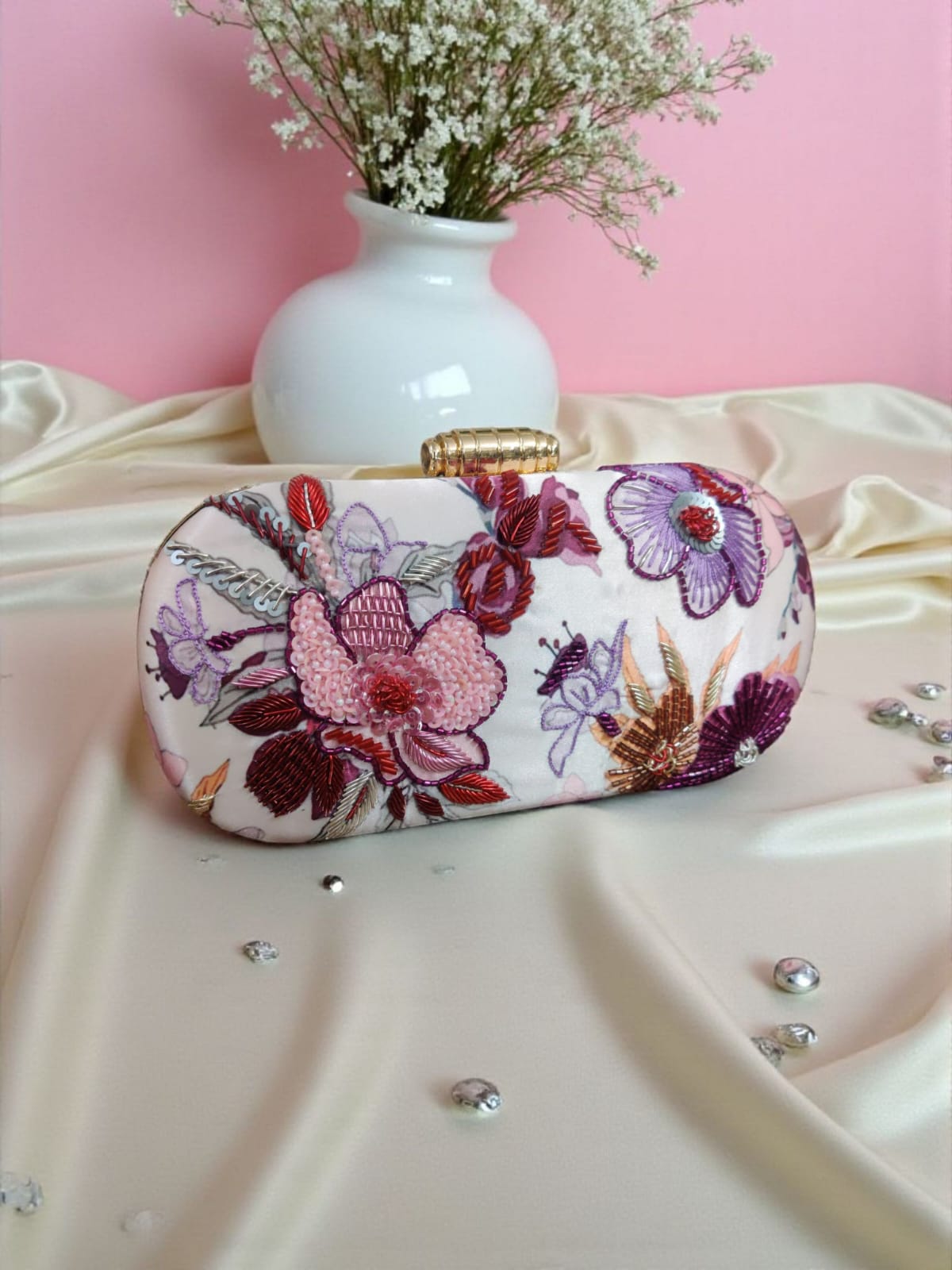 Printed Embroidery Clutch