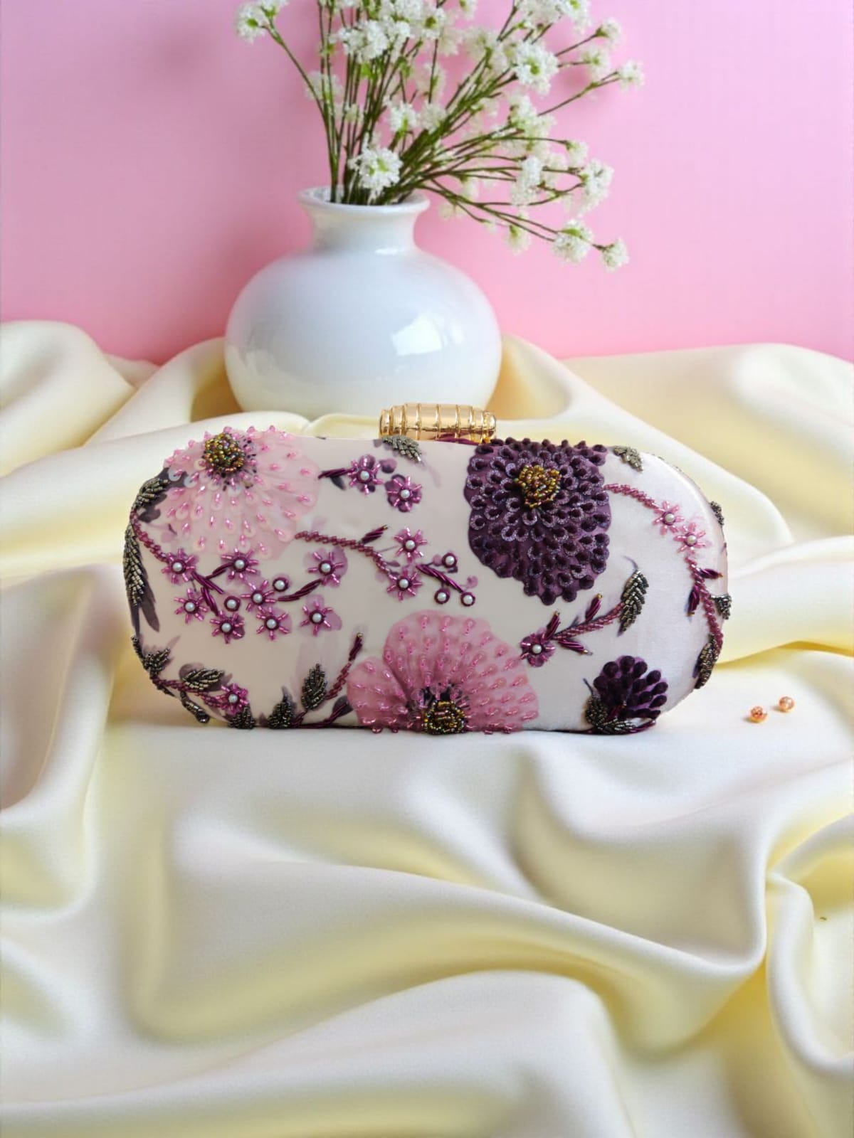Printed Embroidery Clutch