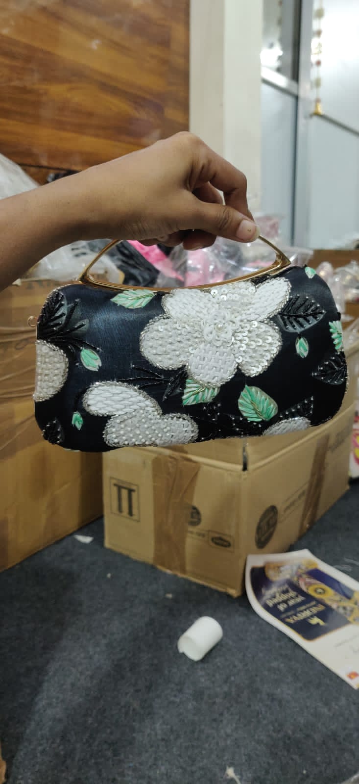 VRPS Printed Embroidered Clutch | Handcrafted Ethnic Bag | SWIS-3670 | Additional Angle