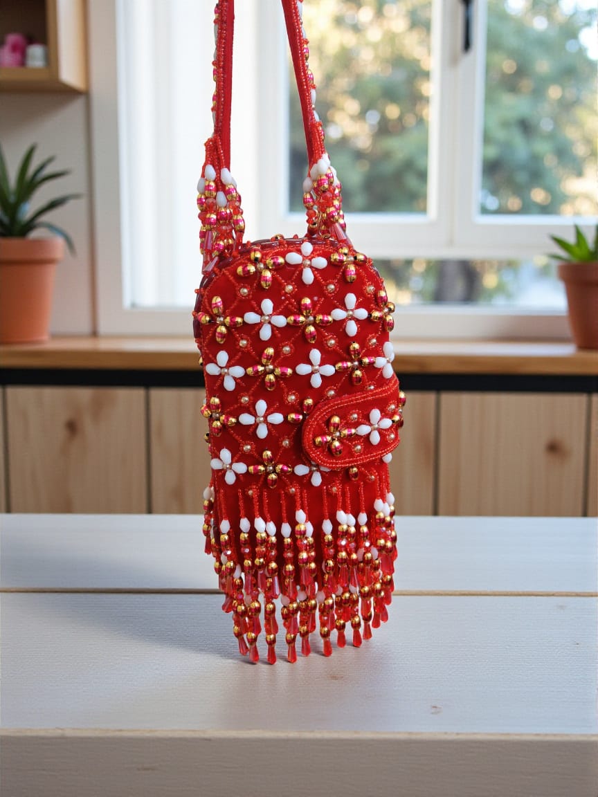 Red Embroidery Clutch