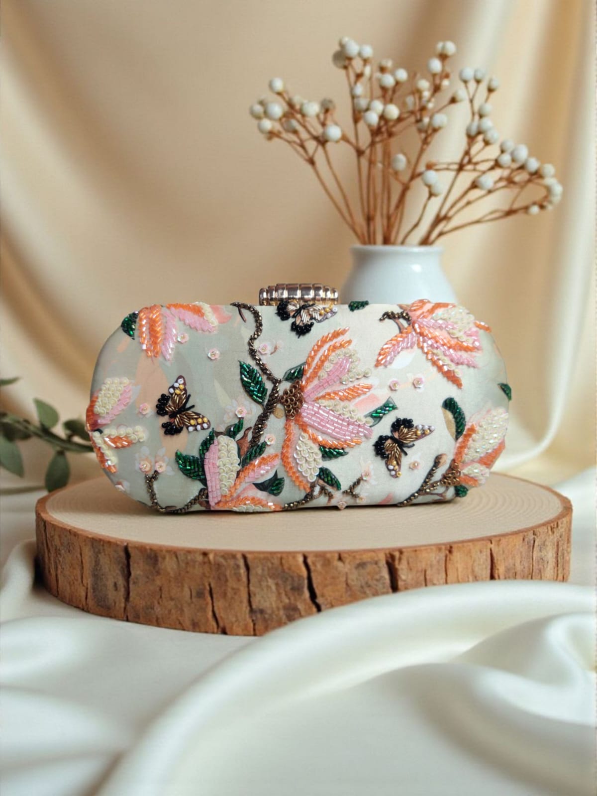 printed Embroidery Clutch