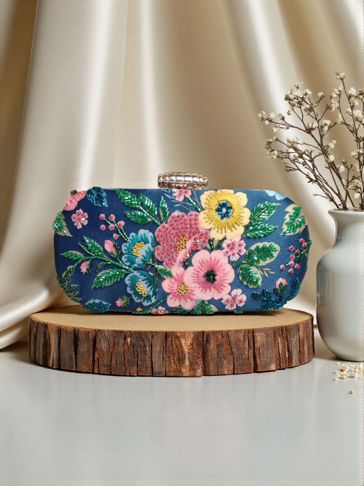 Printed Embroidery clutch