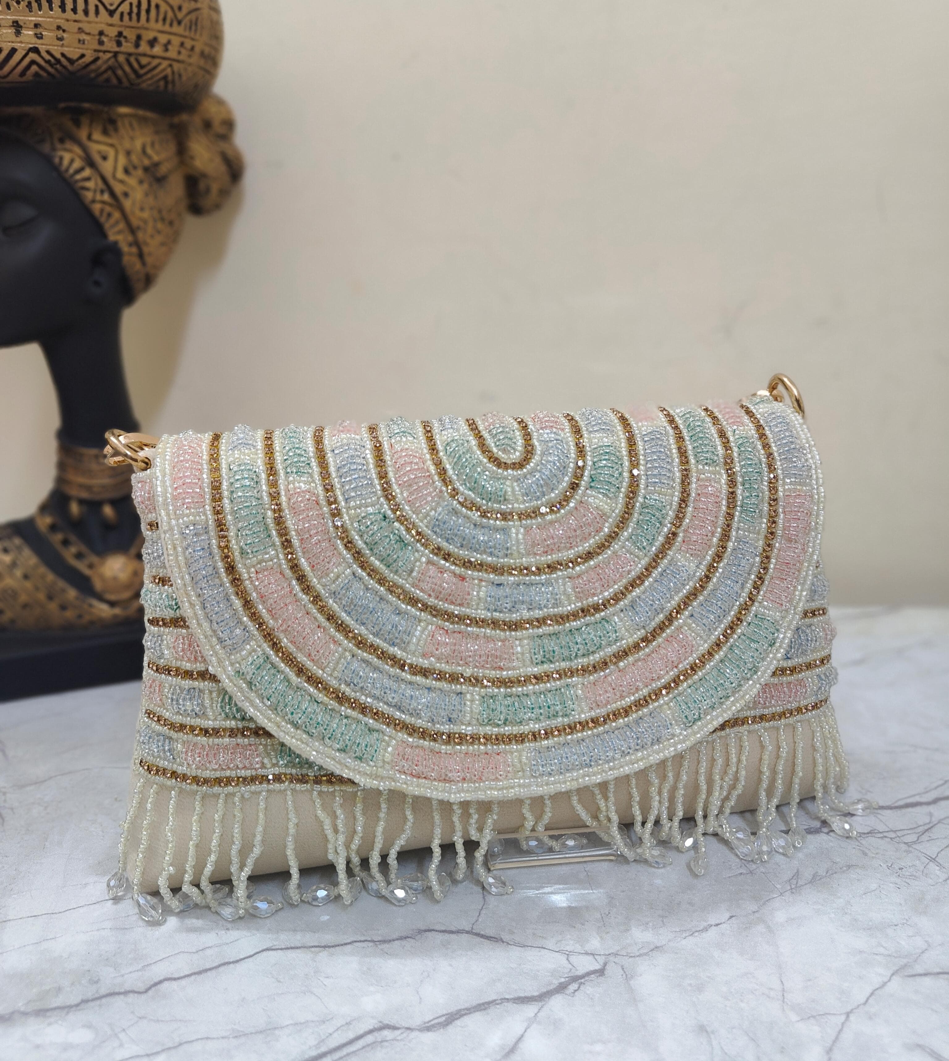 Embroidered Flap Bag