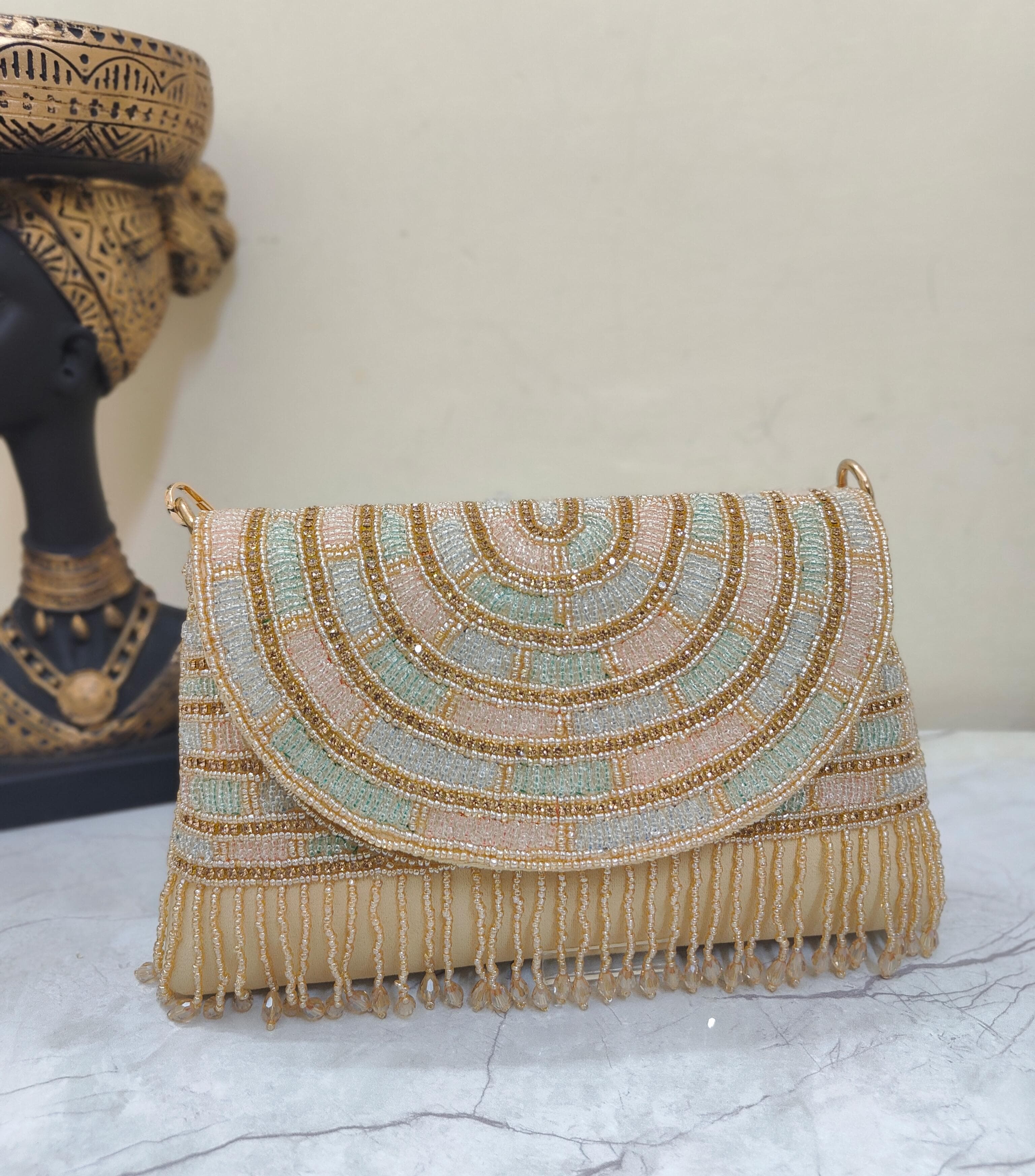 Embroidered Flap Bag