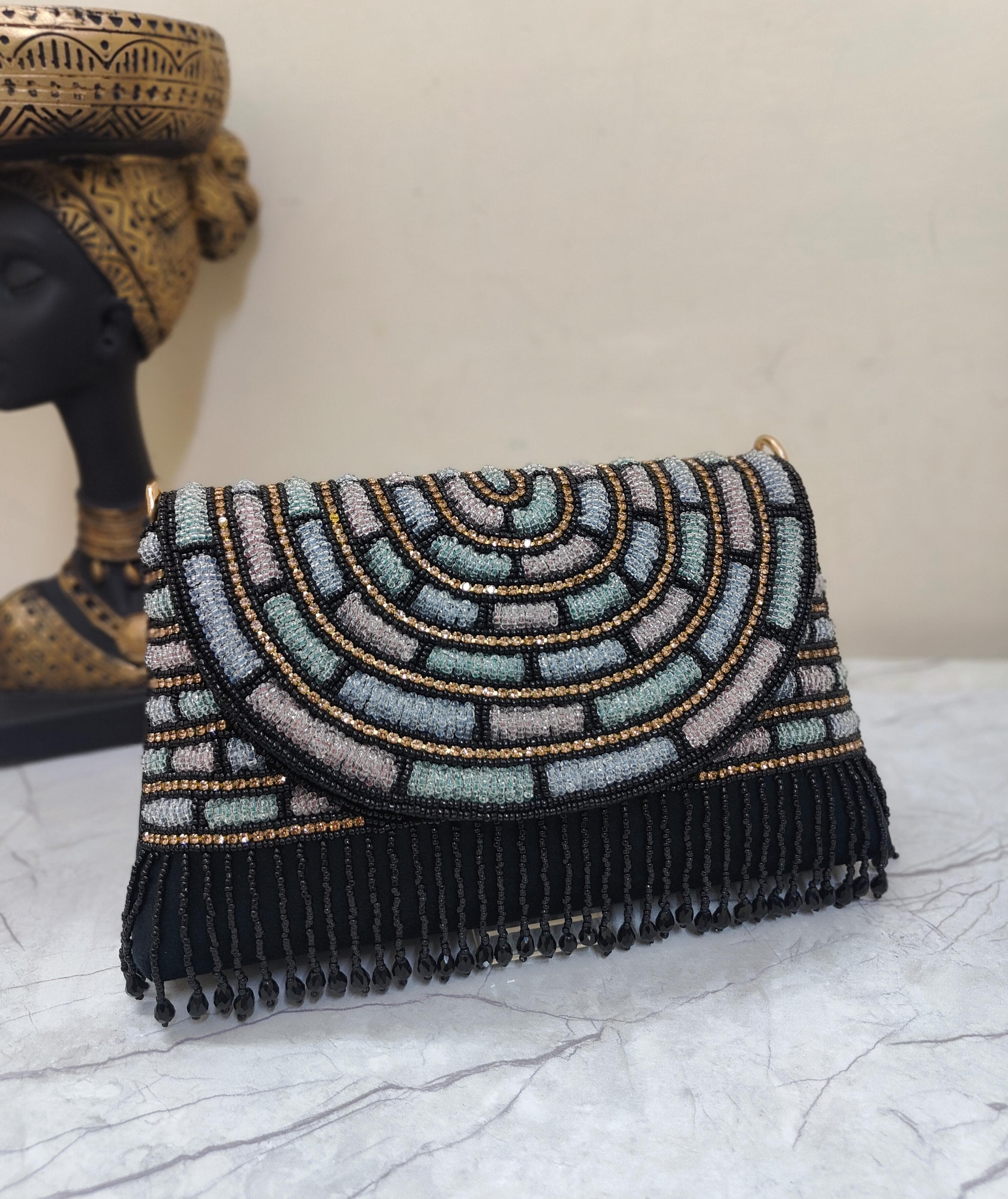 Embroidered Flap Bag