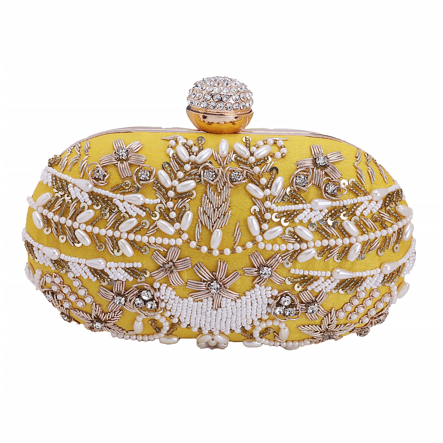 yellow oval clutch