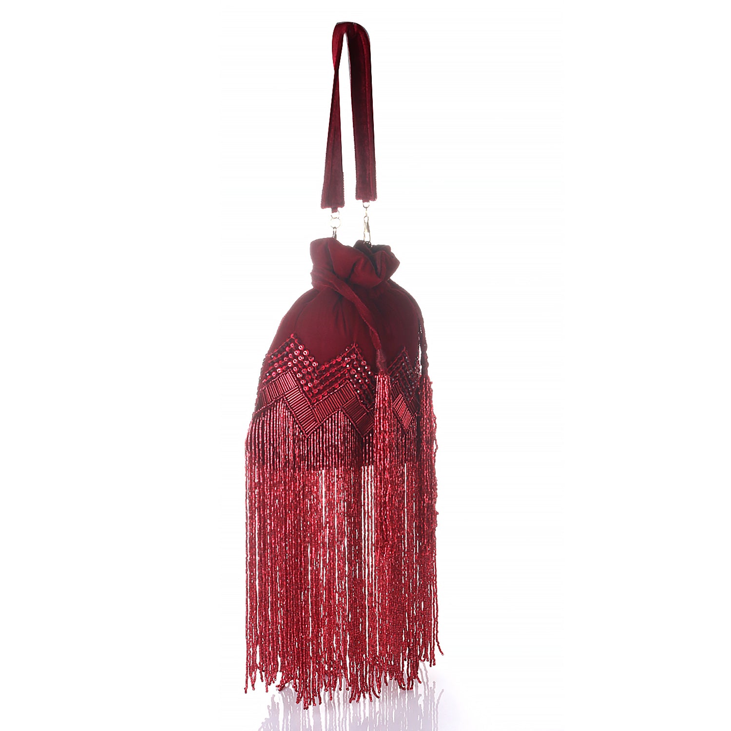 long tassel marron potli