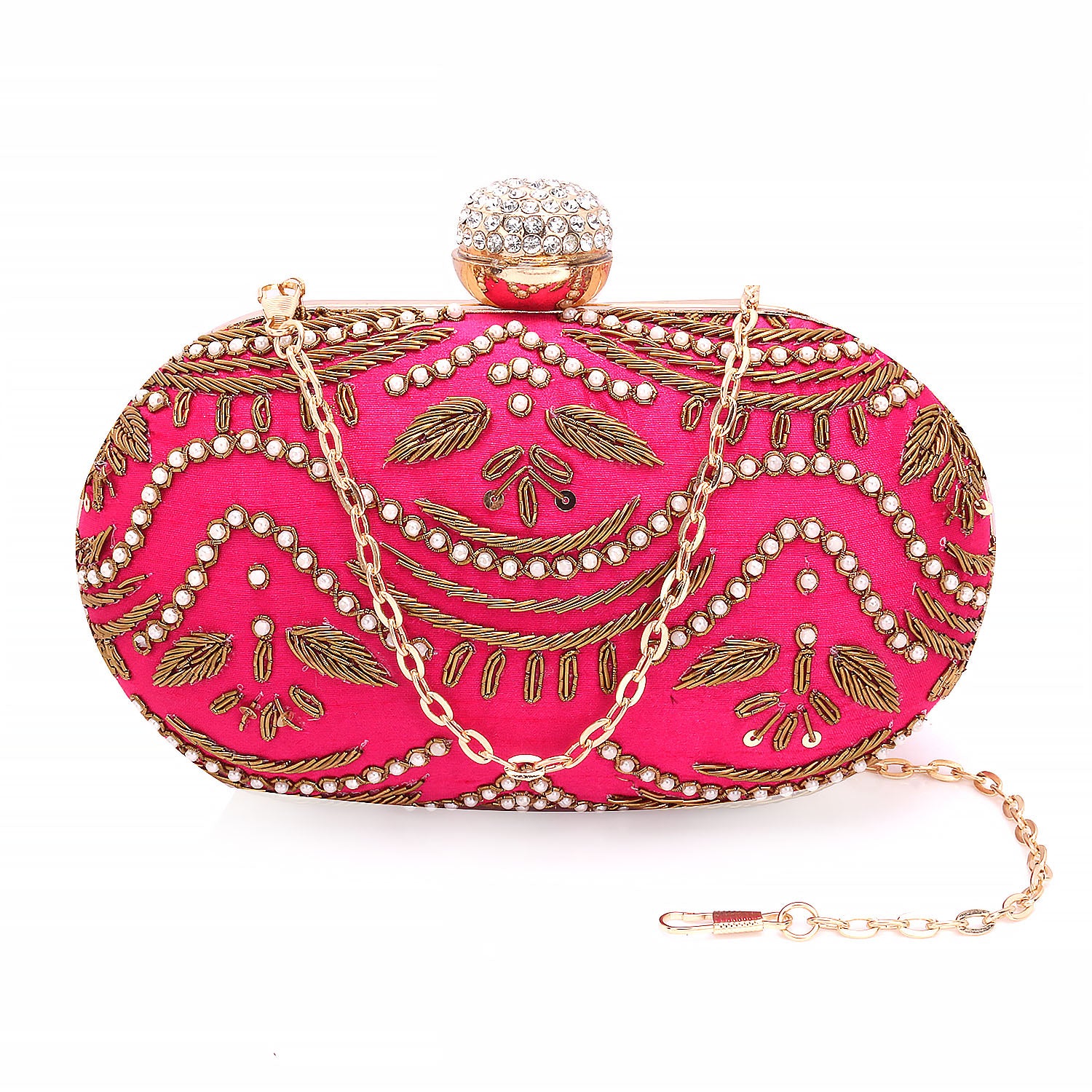 Embroidered Box Clutch For Casual Use