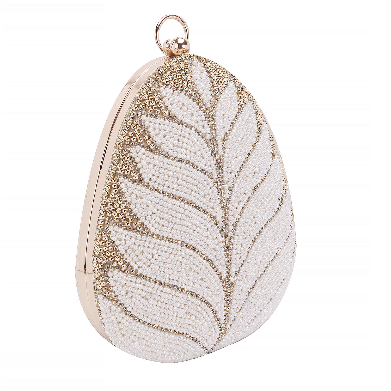Designer handmade embroidery almond shape clutch