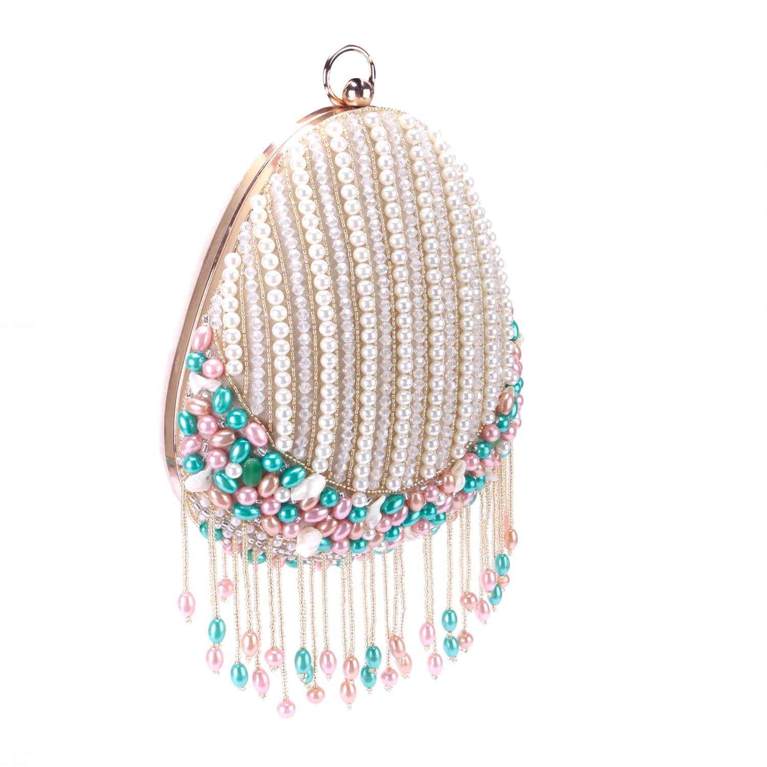 tassel almond shape clutch