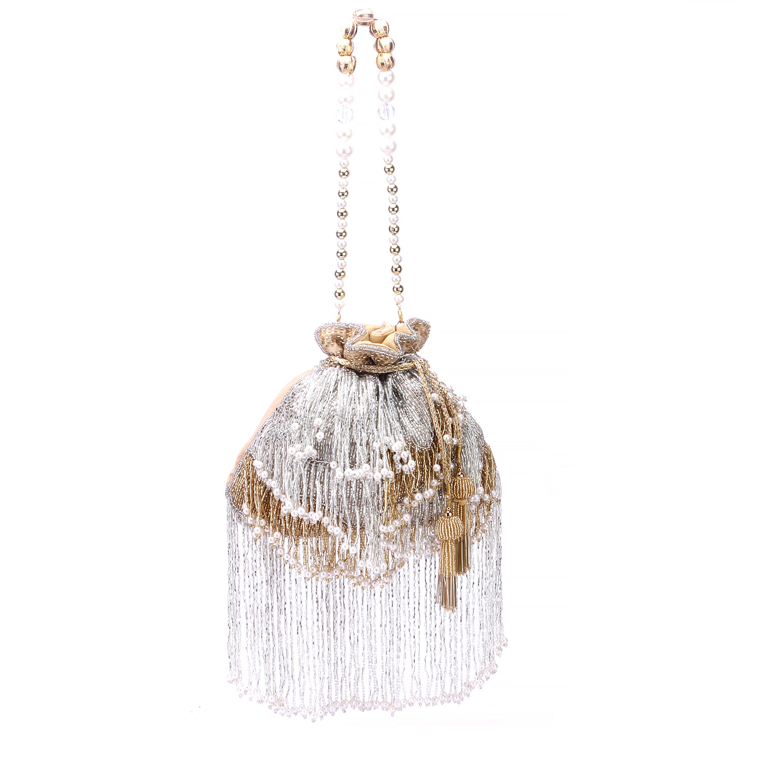 gold and silver blended tassel potli