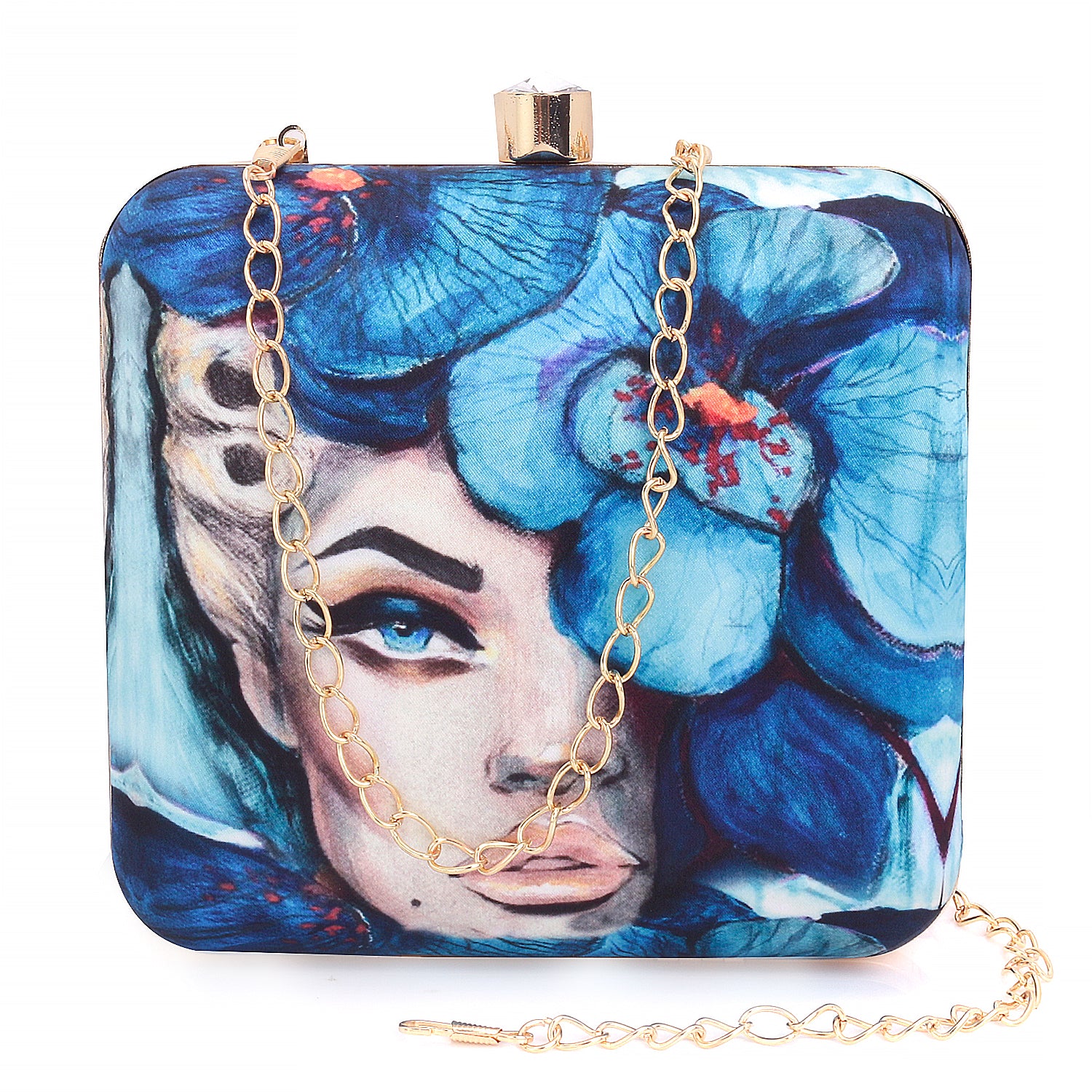 Swisni girlish blue printed clutch