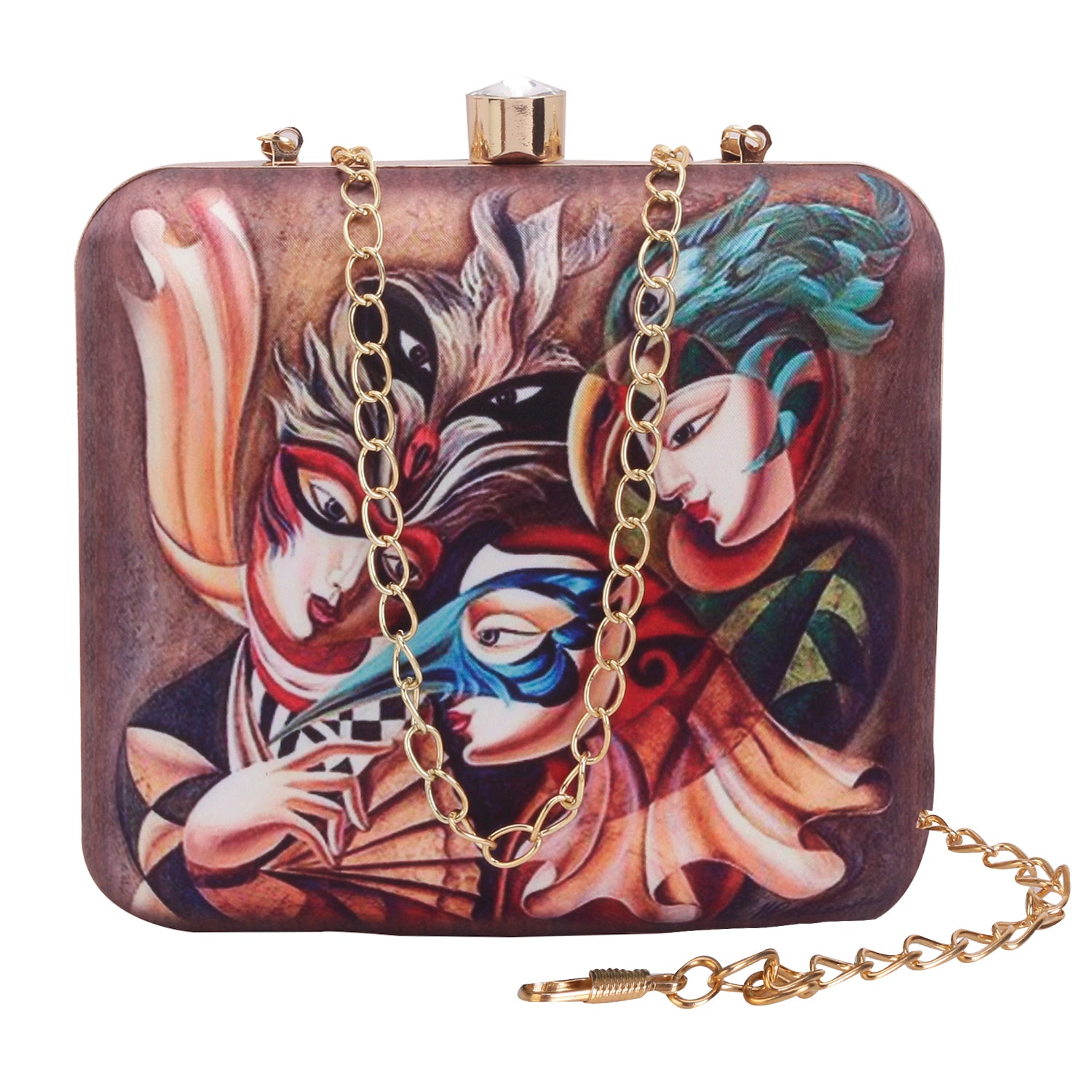 3D digital print casual box clutch
