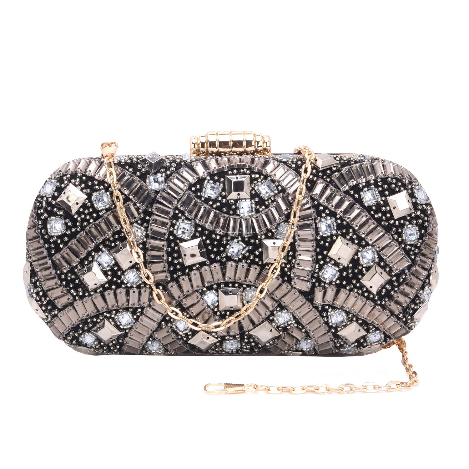 Embroidered Box Clutch For Casual Use
