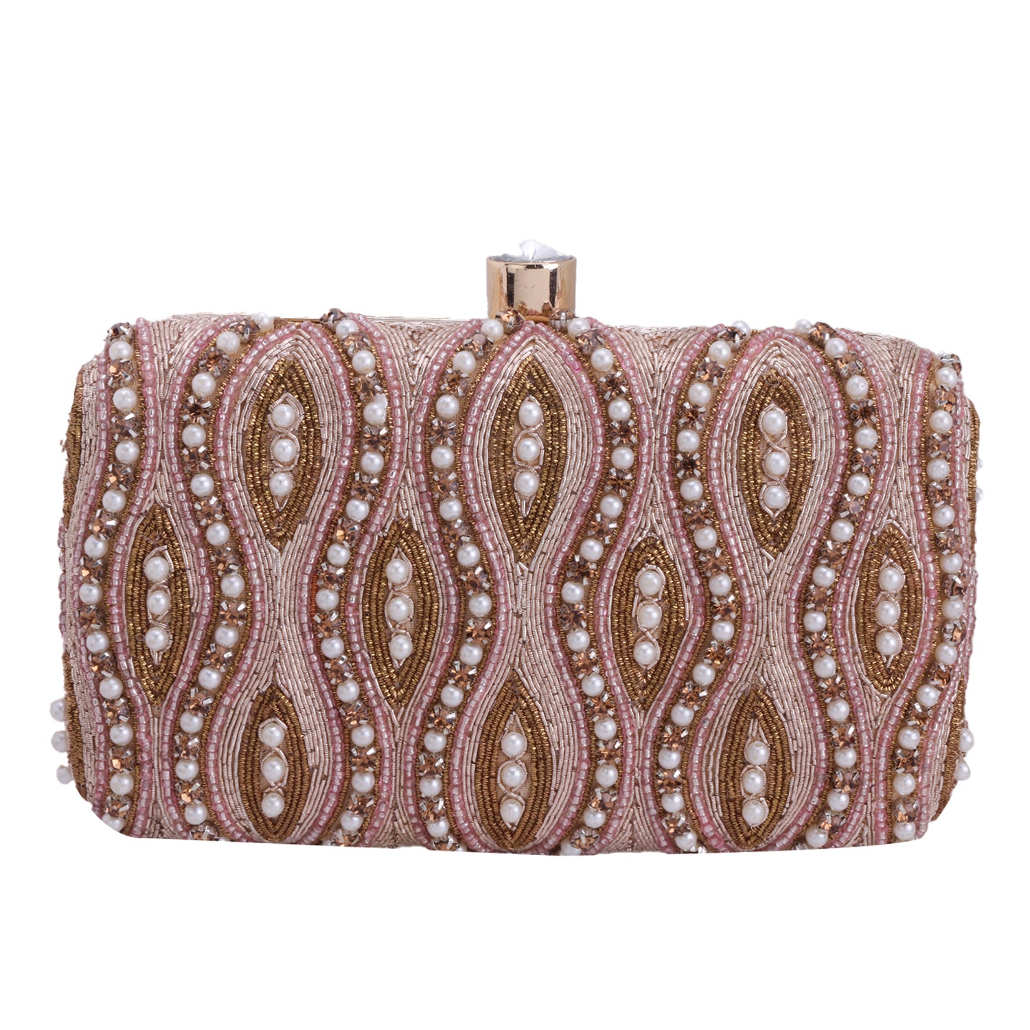 rose gold embroidered clutch