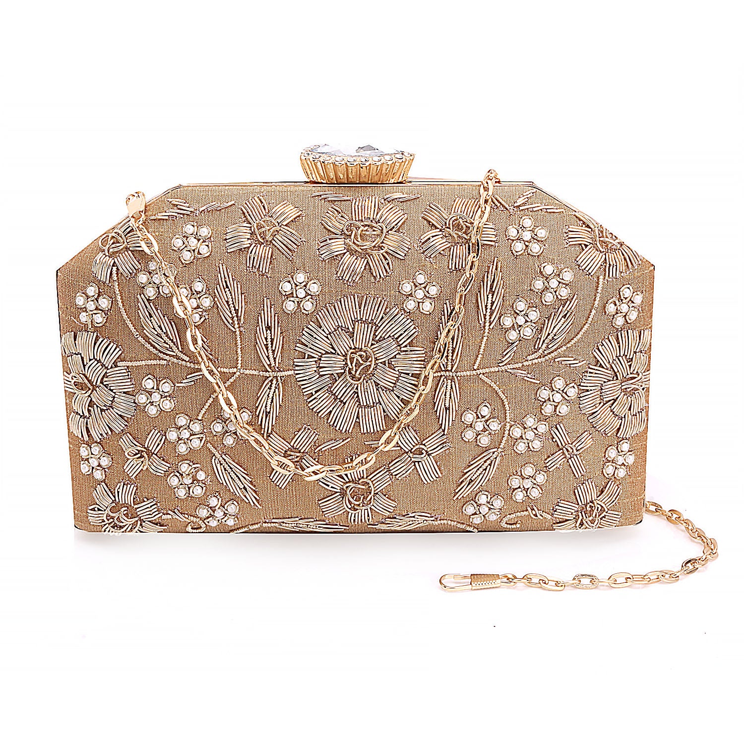 Embroidered Box Clutch For Casual Use