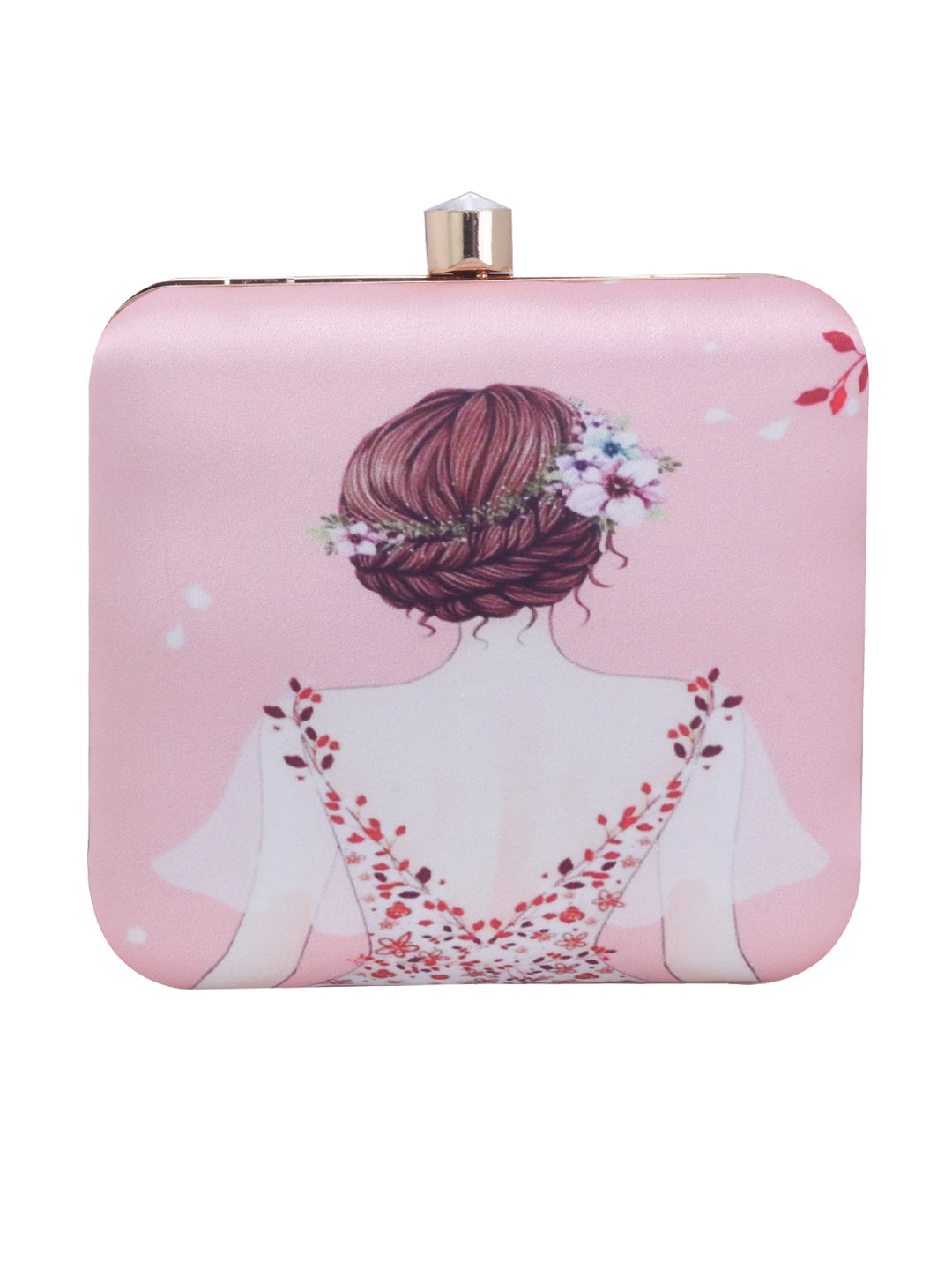 feminine designer printed clutch