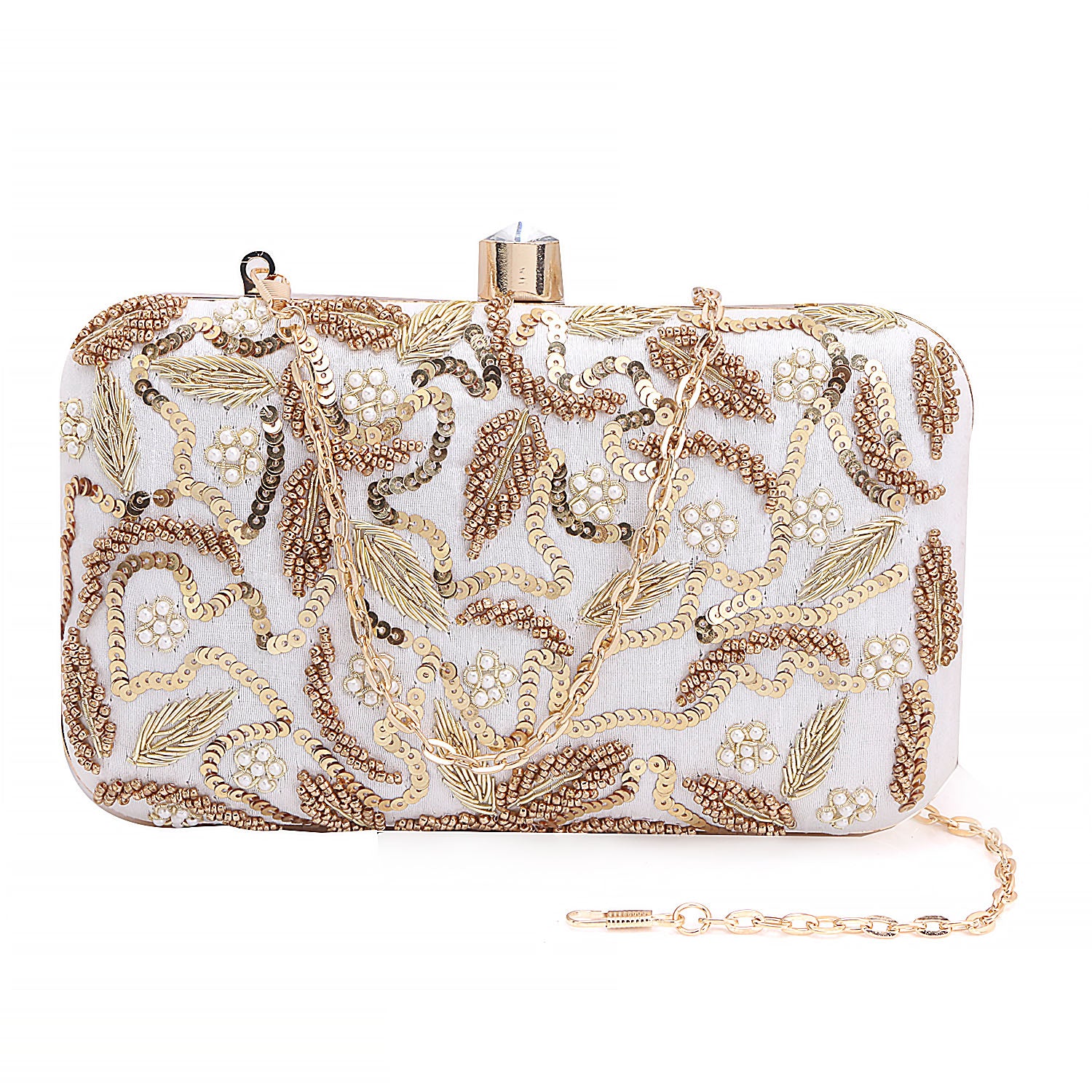 Embroidered Box Clutch For Casual Use
