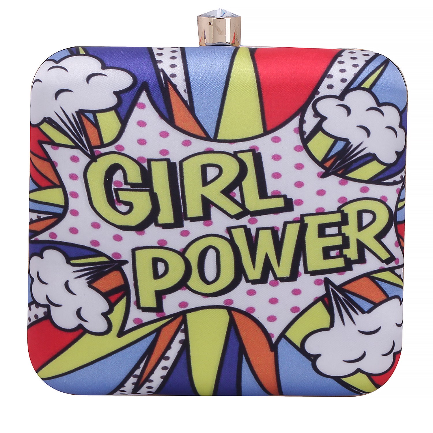 girl power digital printed clutch