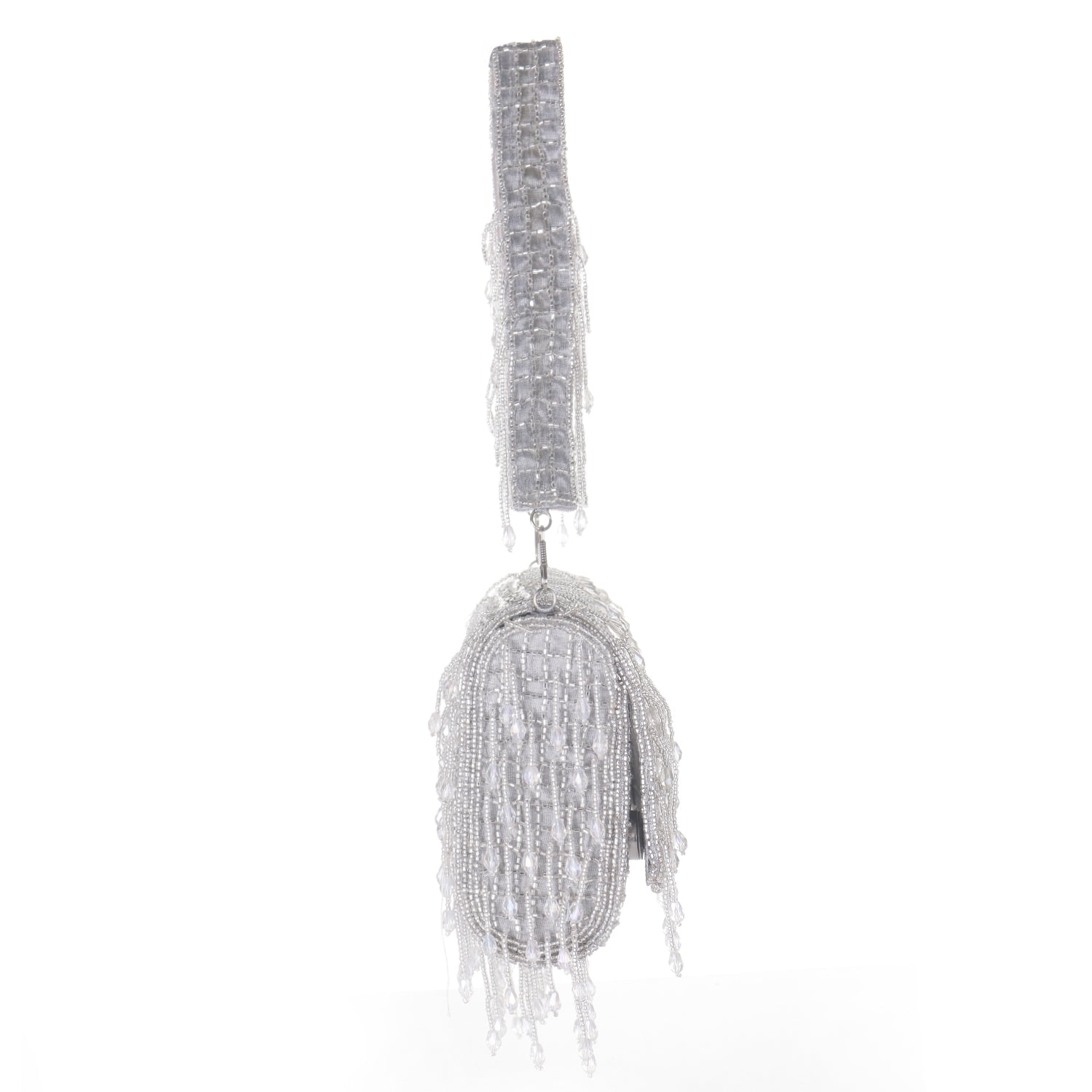grey crystal flap clutch