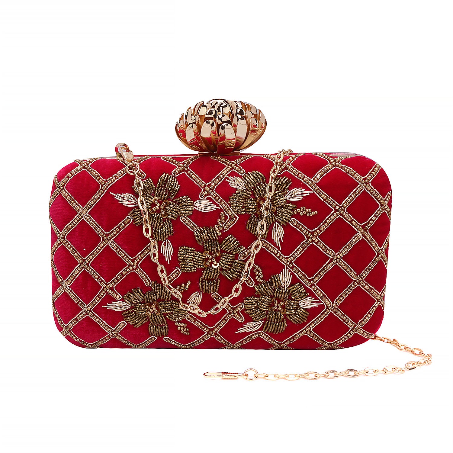 Embroidered Box Clutch For Casual Use