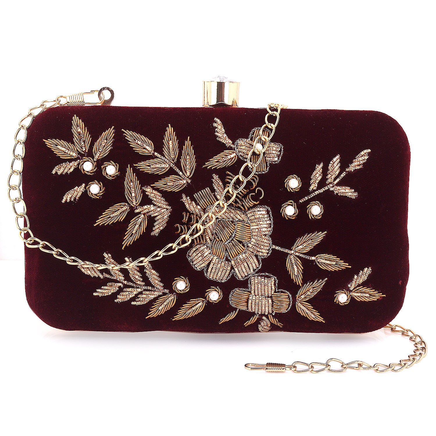marron embroidery clutch for girls and women