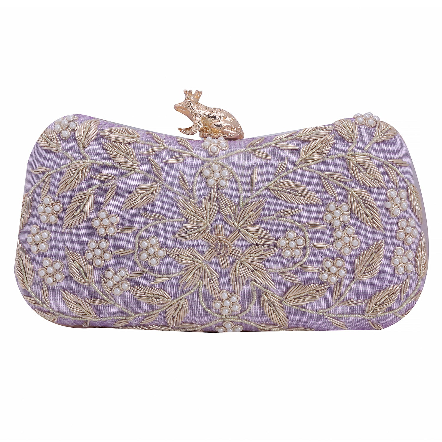 lilac frog design clutch