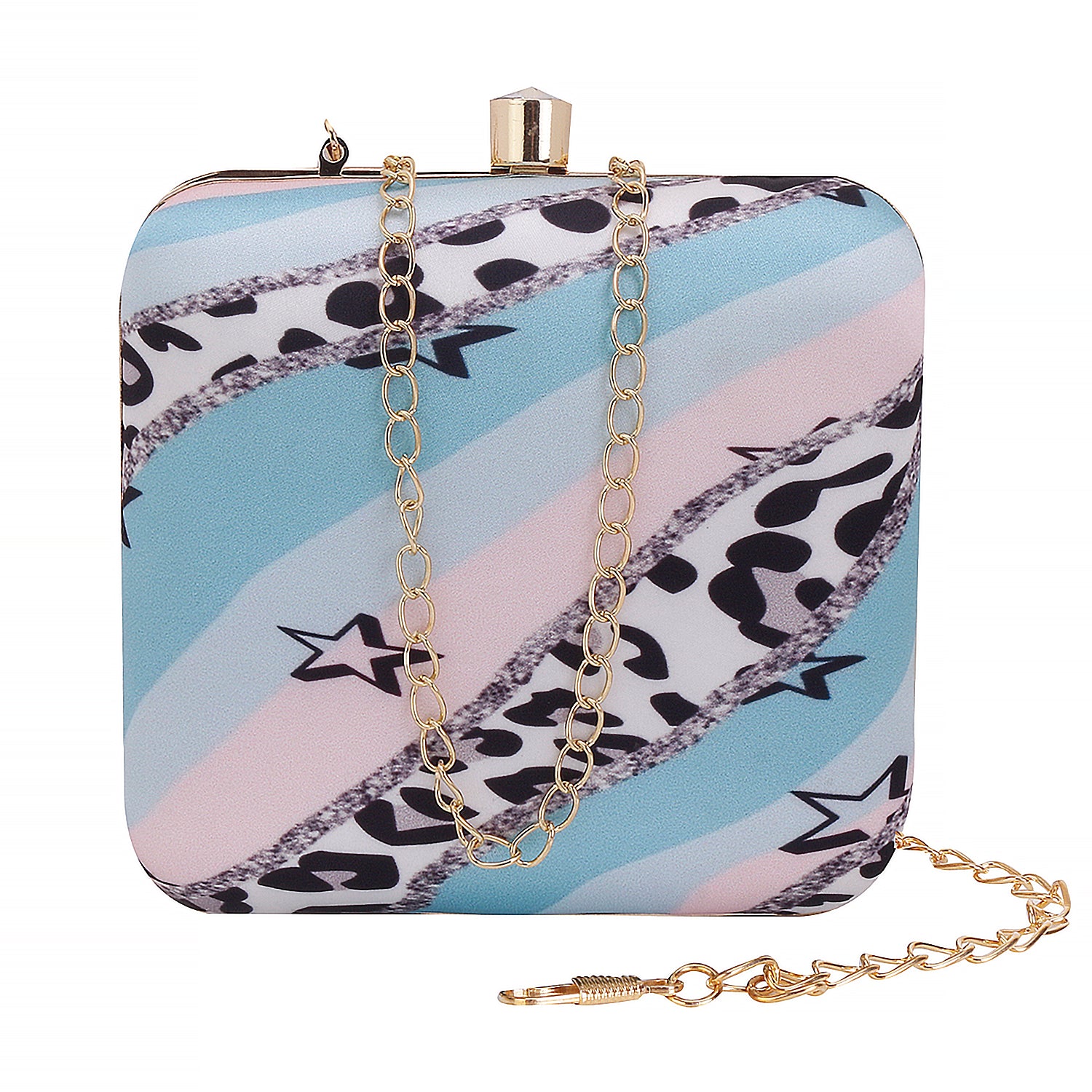 Abstract print box clutch for bag