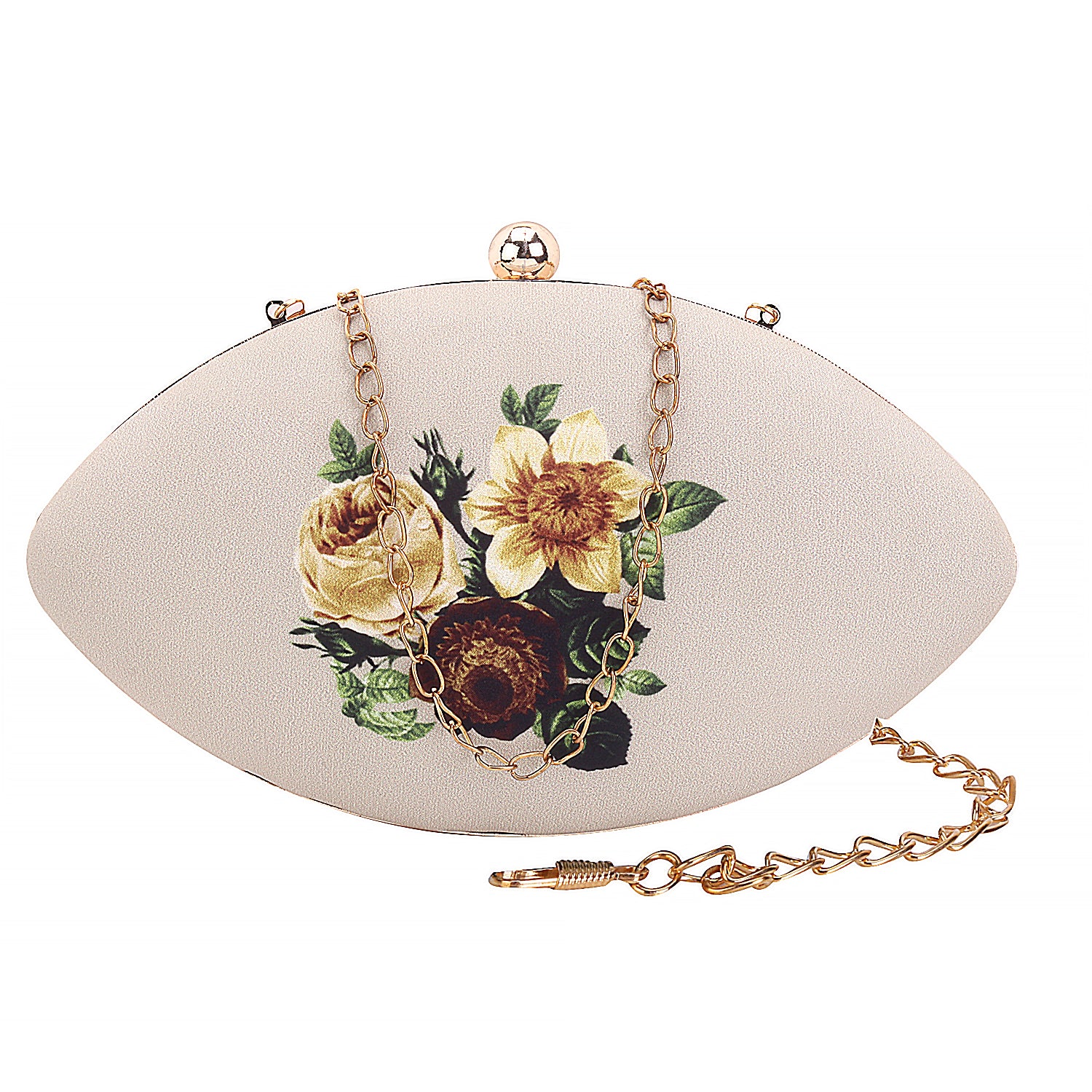 Printed Floral Touch Boat Shape Clutch